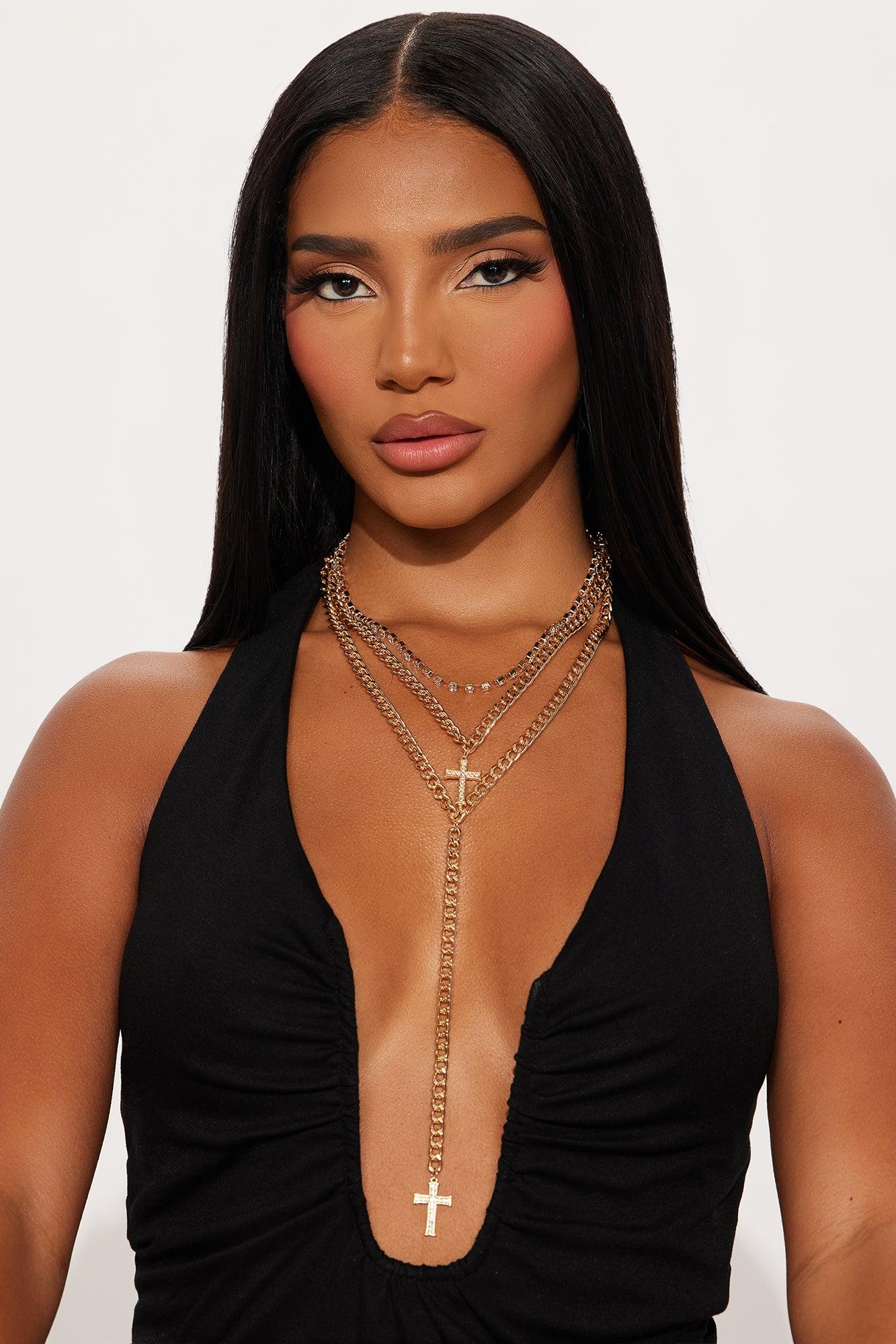 Nova Layered Lariat Necklace  - Gold Female Product Image