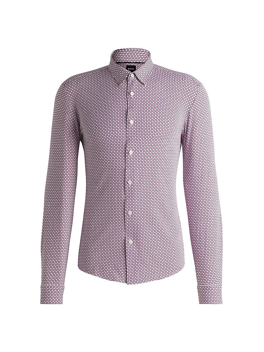 Mens Slim-Fit Shirt in Printed Performance Stretch Jersey Product Image