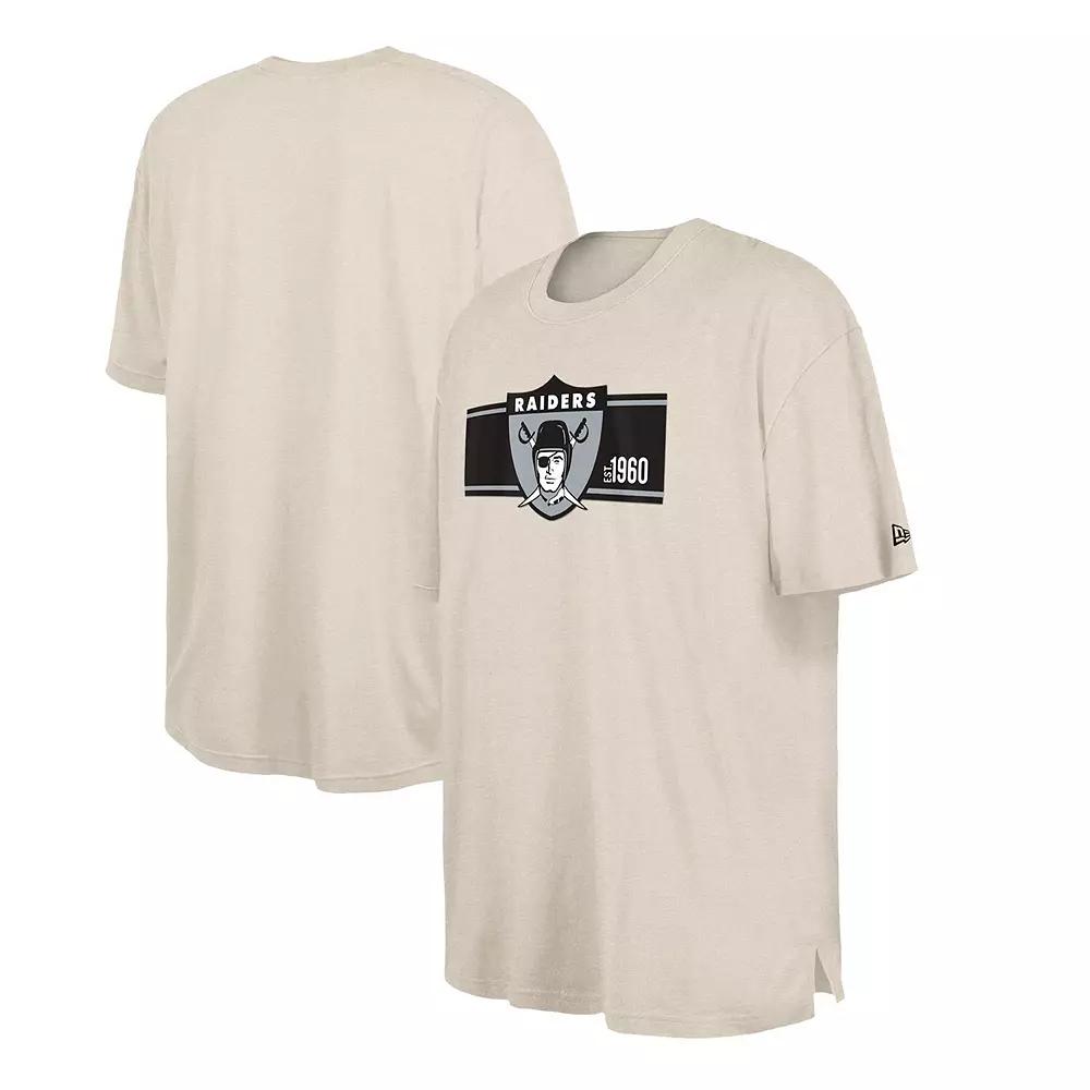 Men's New Era  Cream Oakland Raiders Third Down Big & Tall Historic T-Shirt, Size: 3XB, Beige Product Image