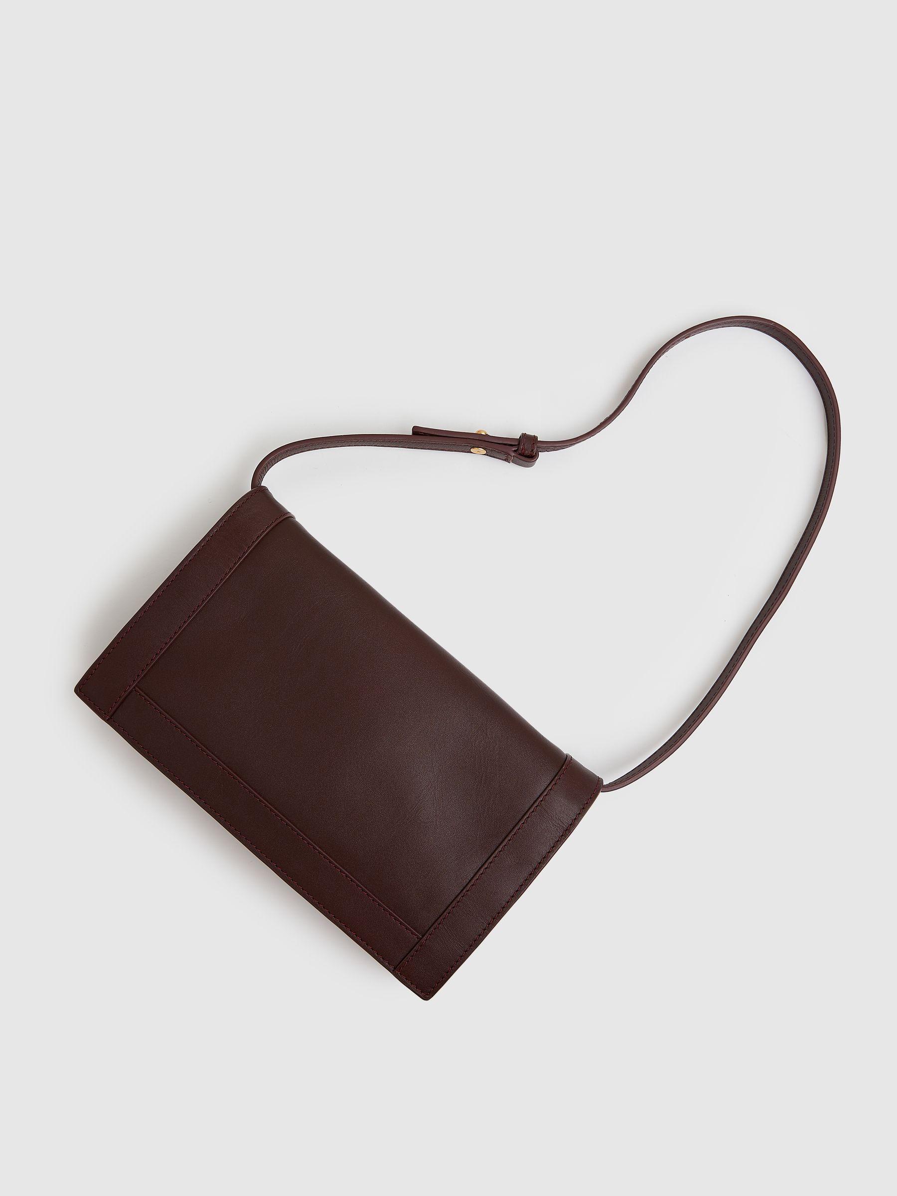 Leather Suede Shoulder Bag in Oxblood Product Image