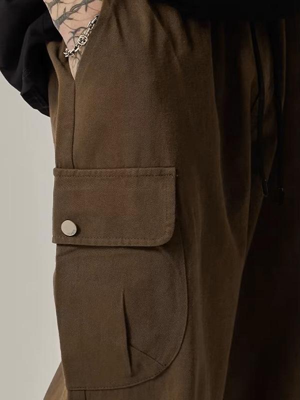 Men's Vintage Button Pocket Baggy Cargo Pants Product Image