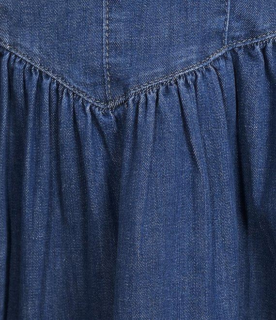 Gianni Bini Violet Scoop Neck Sleeveless Stretch Denim A-Line Mini Dress Product Image