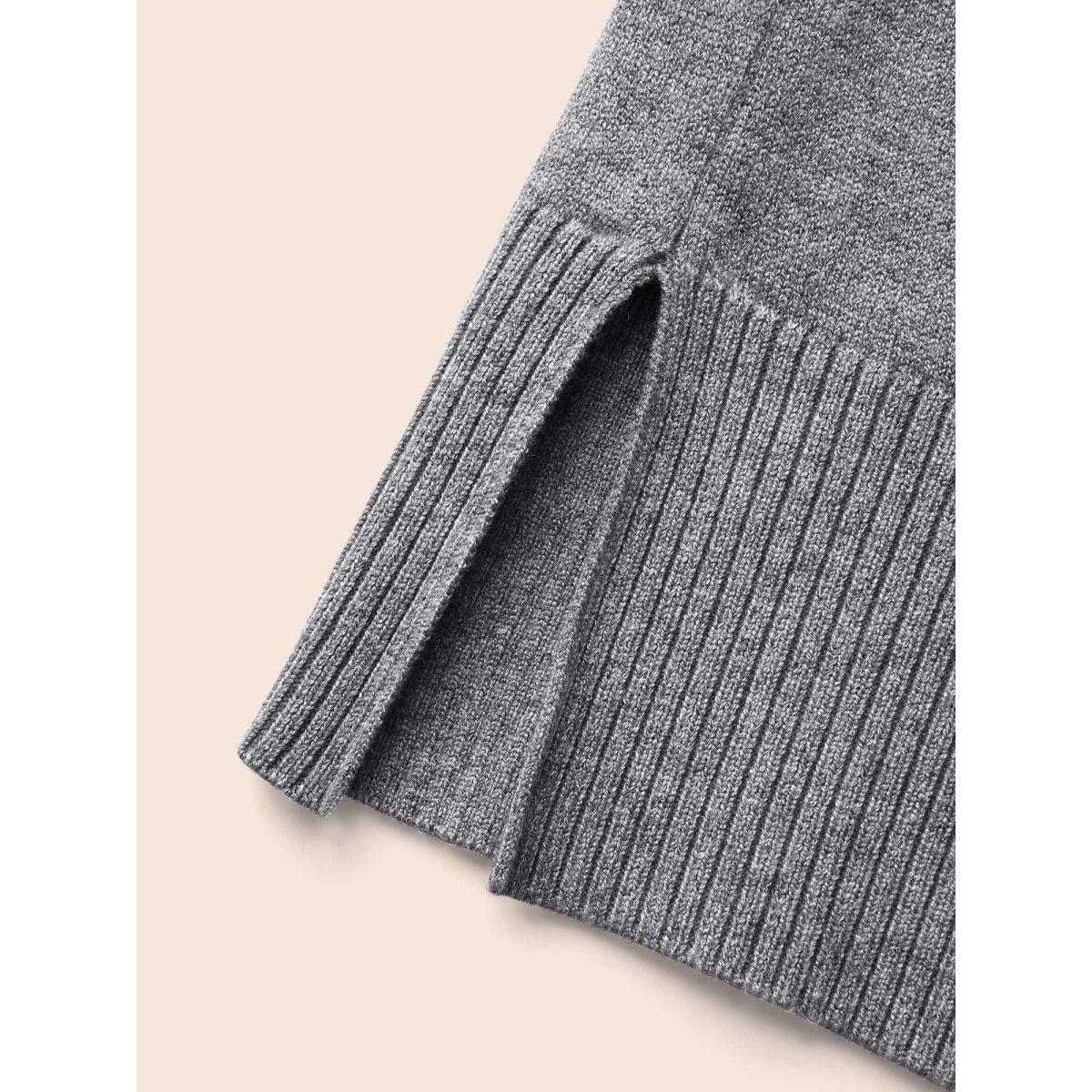 Plus Size Supersoft Essentials Turtleneck Raglan Sleeve Pullover DarkGray Women Casual Long Sleeve Turtleneck Everyday Pullovers BloomChic 12/L Product Image