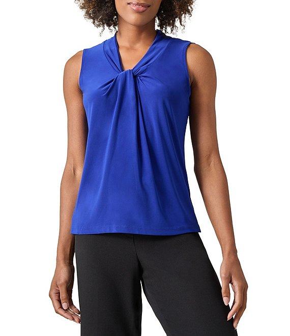 Kasper V-Neck Knot Front Sleeveless Blouse Product Image