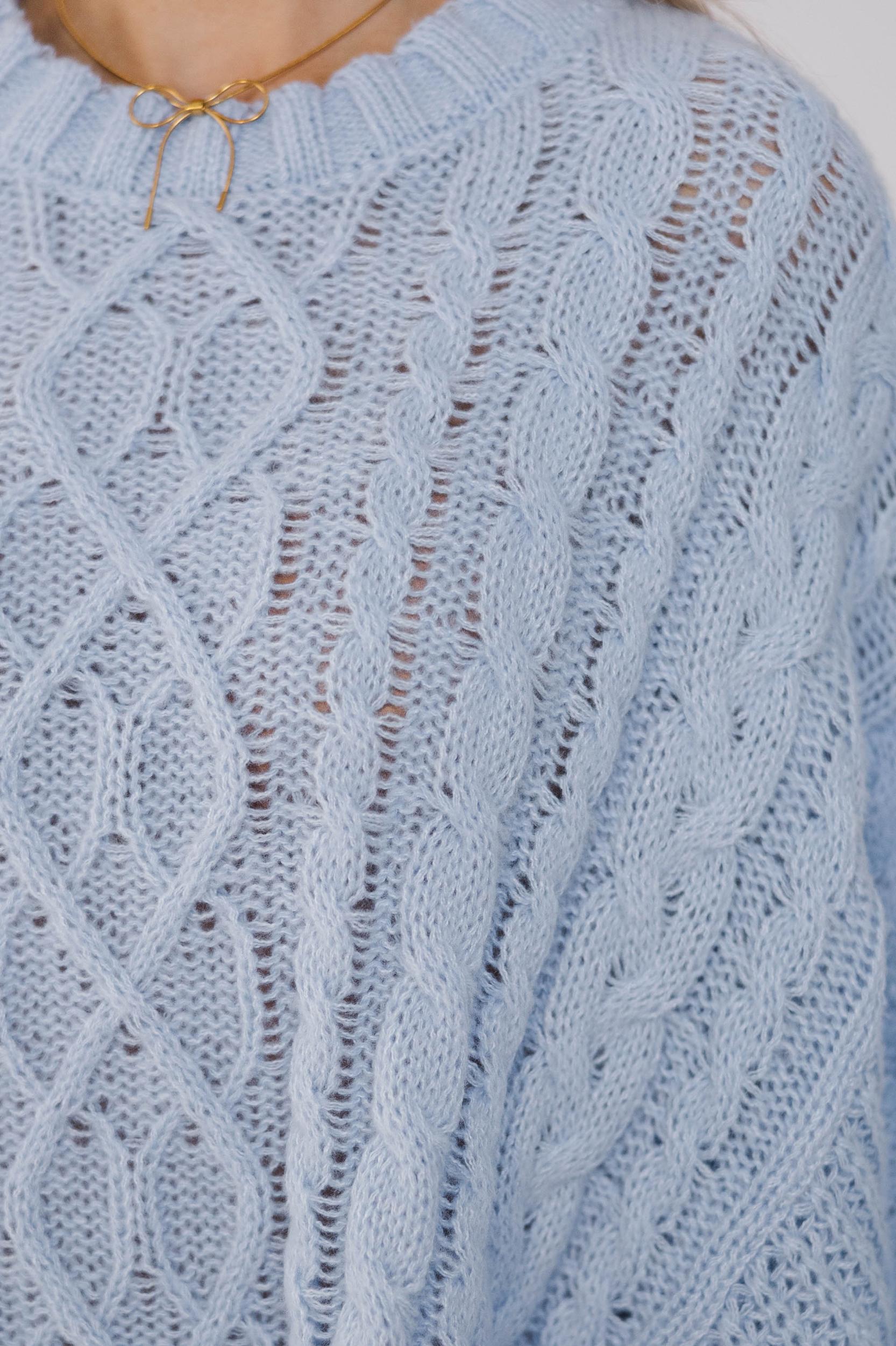 Fell In Love Light Blue Poncho Sweater Female Product Image