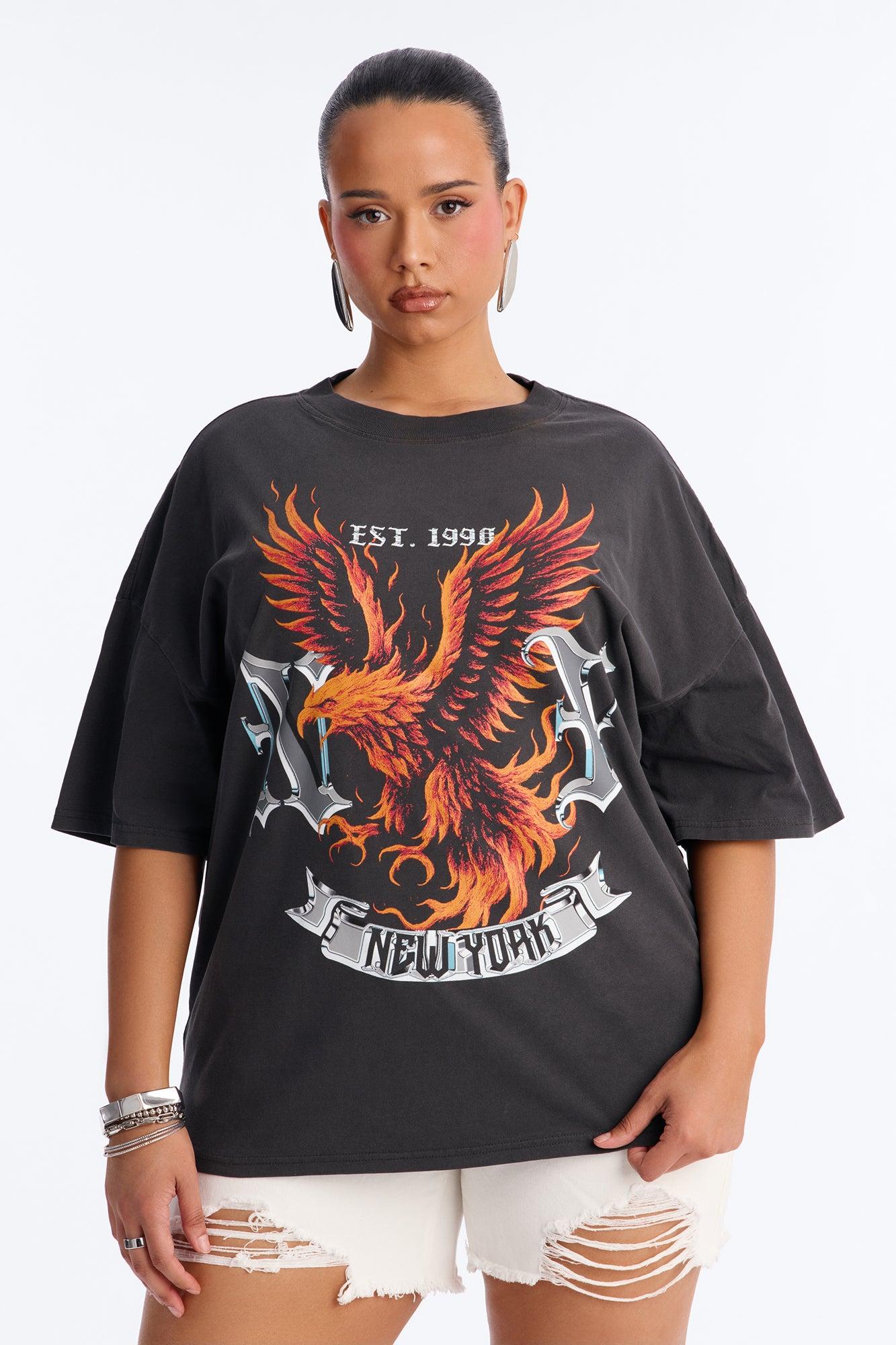 NY Spirit Washed Tee - Black Wash Female Product Image