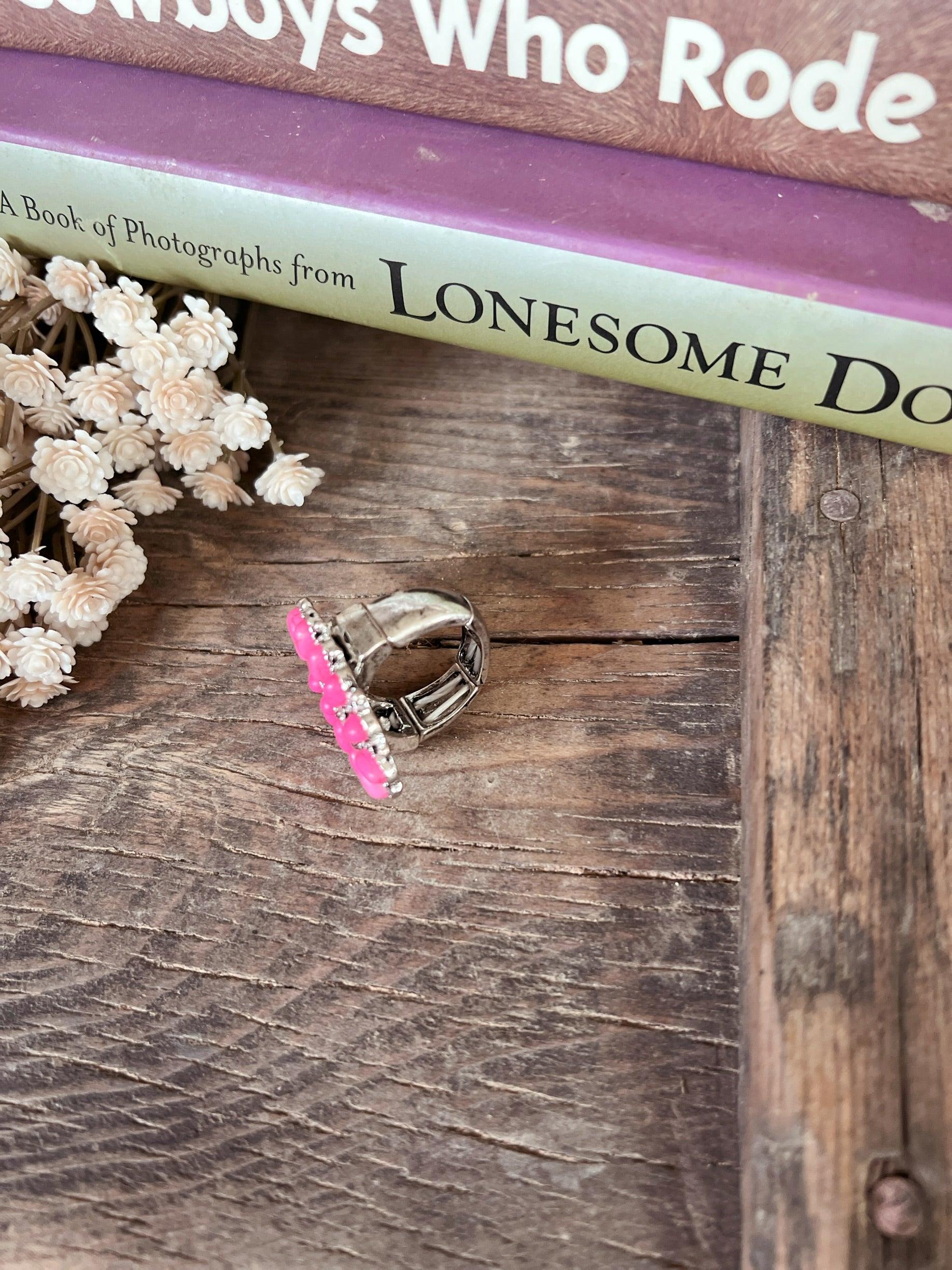 Pink Stone Concho Stretch Ring Product Image