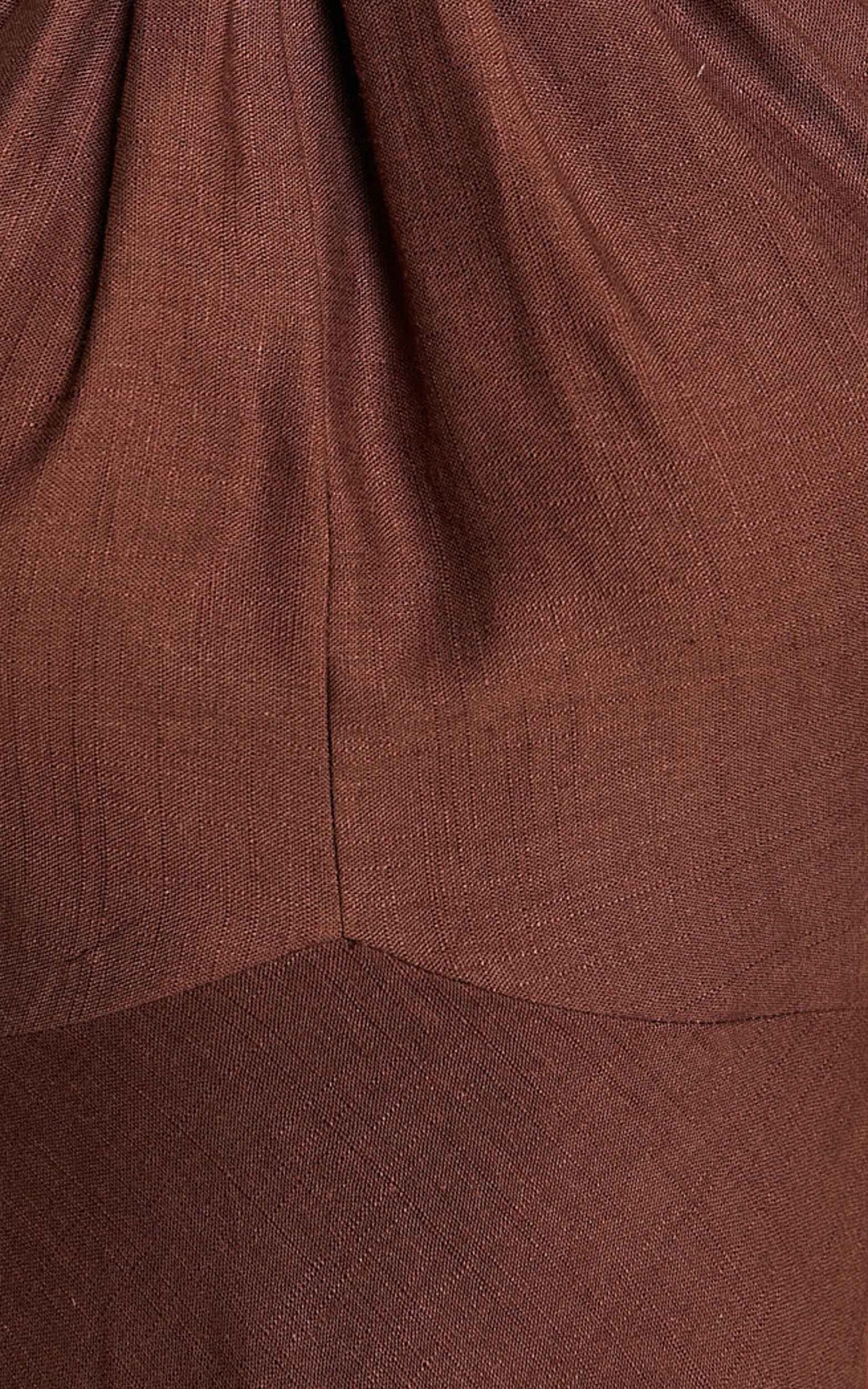 Louie Mini Dress - Linen Halter Neck Dress in Chocolate Product Image