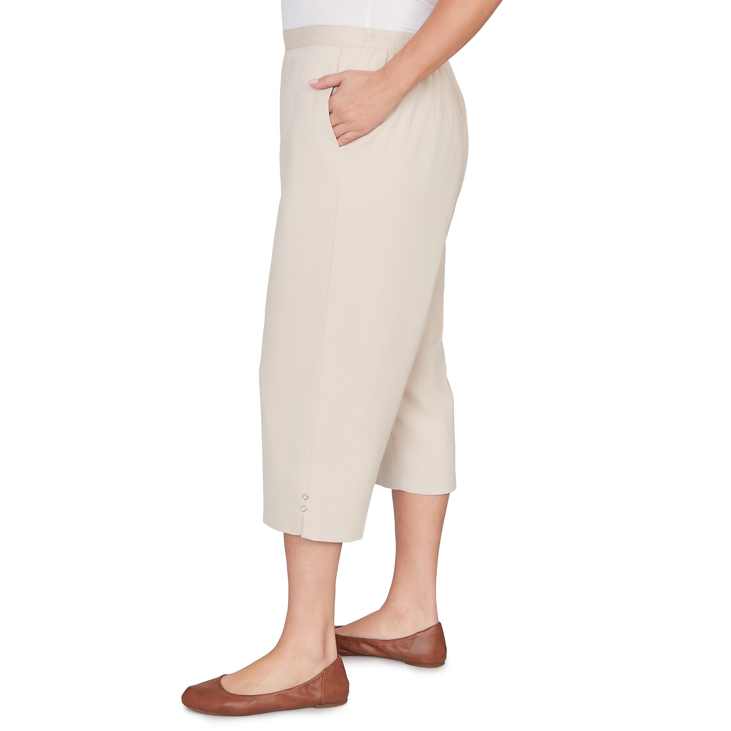 Alfred Dunner Solid Twill Button Hem Capri Pant - Plus Product Image