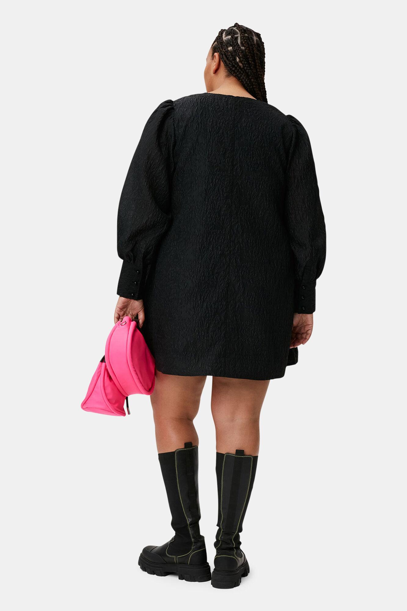 Black Jacquard Organza Mini Dress Product Image