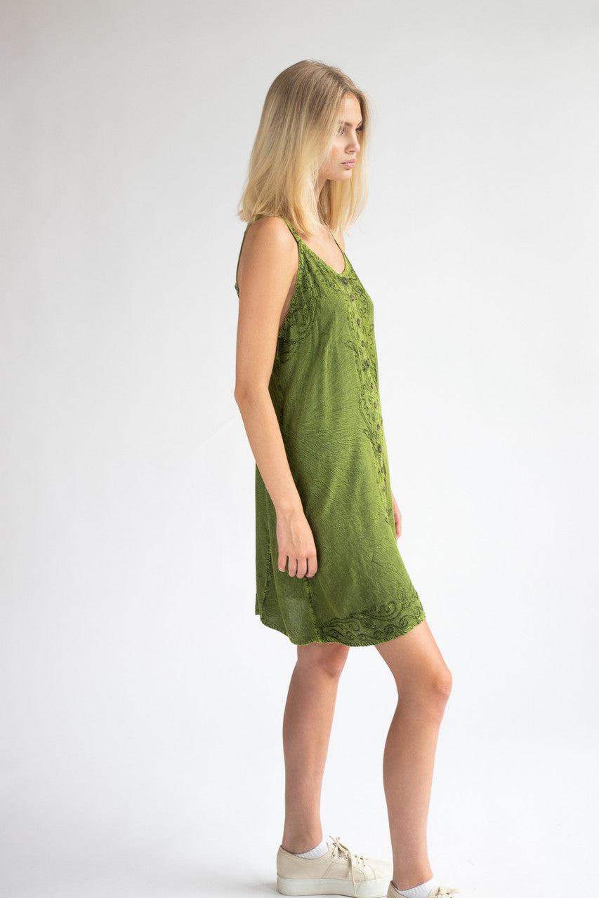 Embroidered Stone Washed Mini Dress Product Image