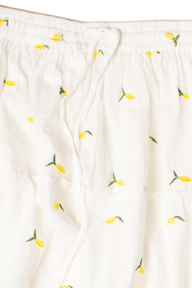Embroidered Lemon Tiered Maxi Skirt Product Image
