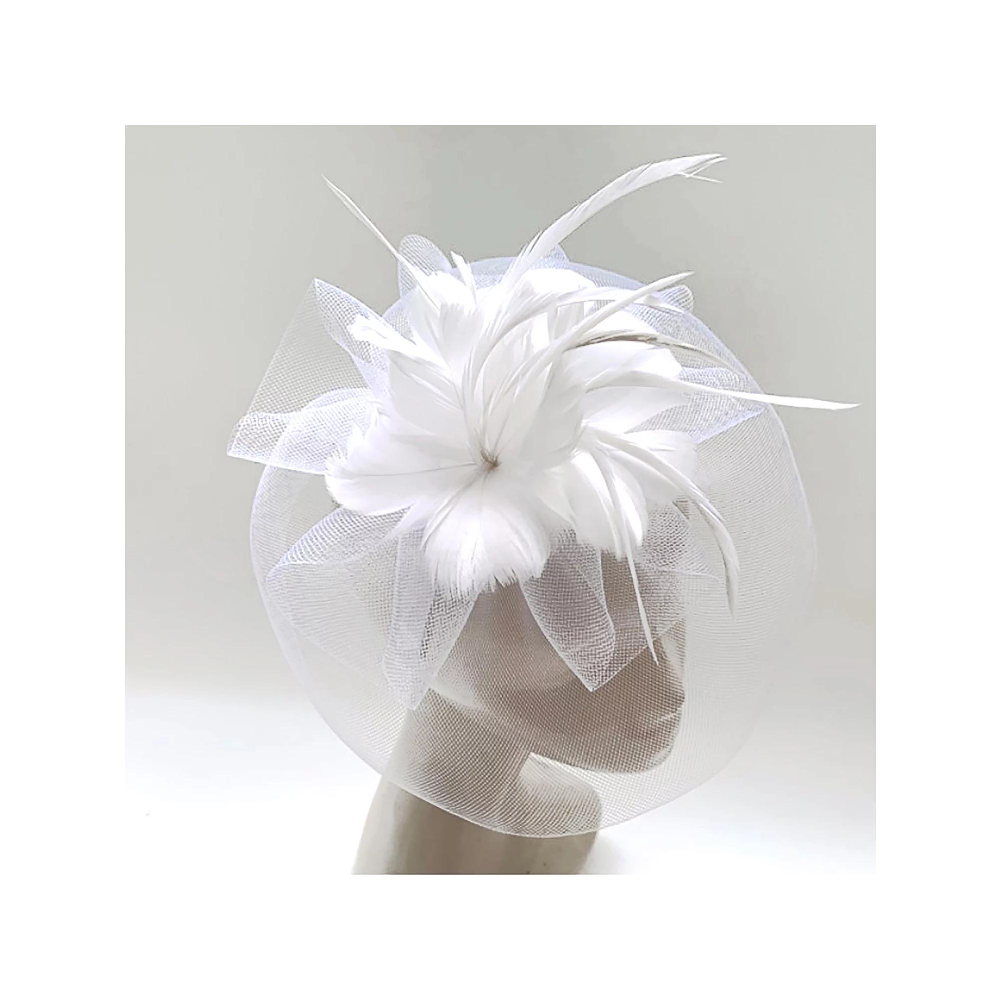 Women's Bellisima Feather Flower Net Fascinator, White Product Image