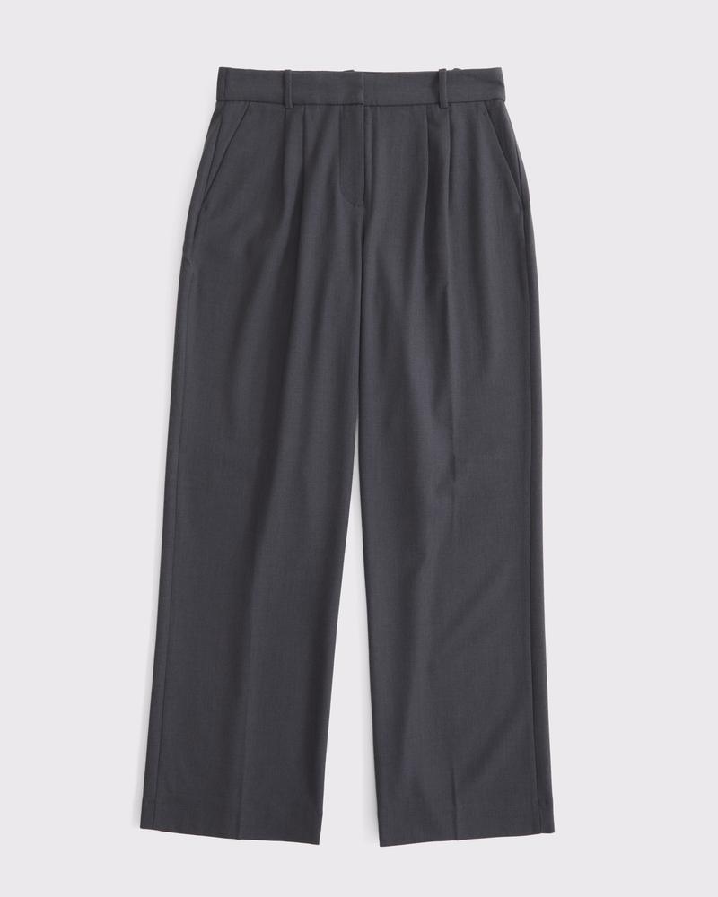 Curve Love A&F Sloane Low Rise Tailored Wide Leg Pant Product Image