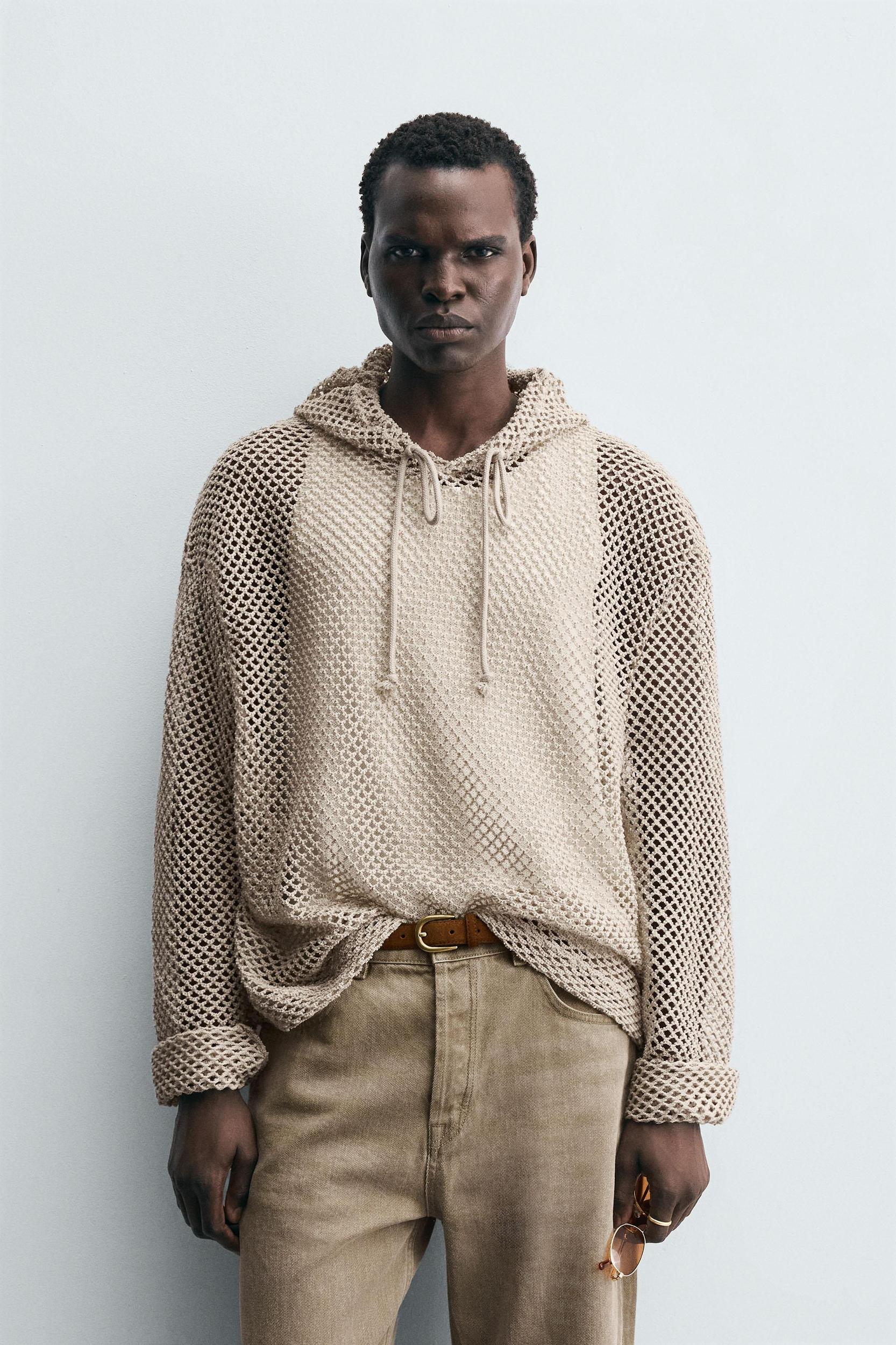 CROCHET TEXTURED SWEATSHIRT Product Image