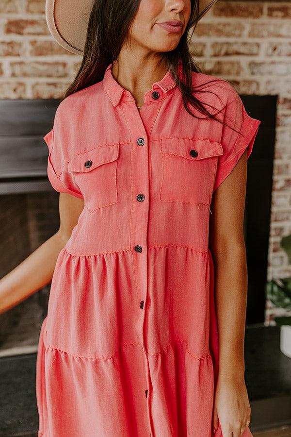 Kaleidoscope Ways Mineral Wash Mini Dress In Coral Product Image