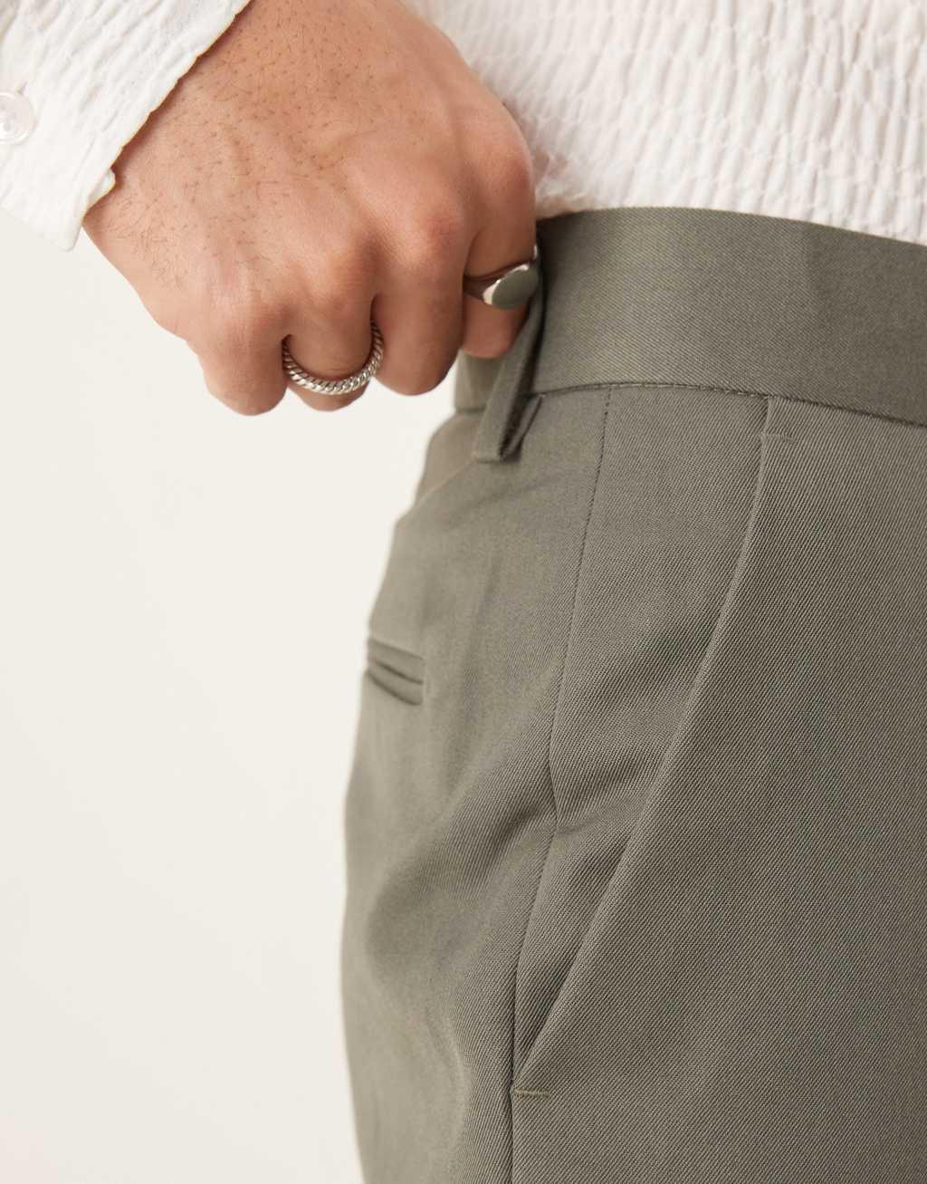 ASOS DESIGN smart straight leg pants in muted green Product Image