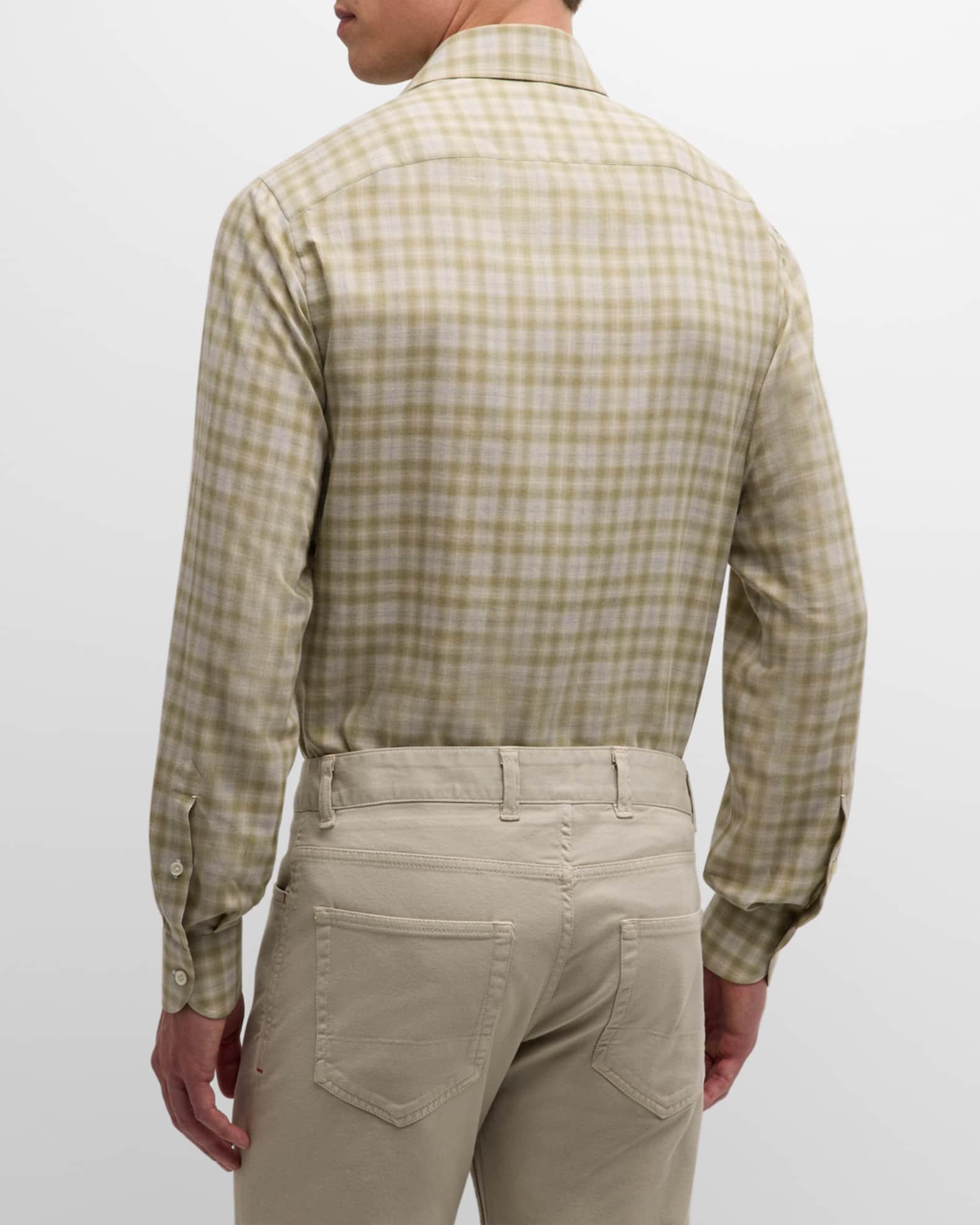 Men's Cotton-Cashmere Plaid Casual Button-Down Shirt Product Image