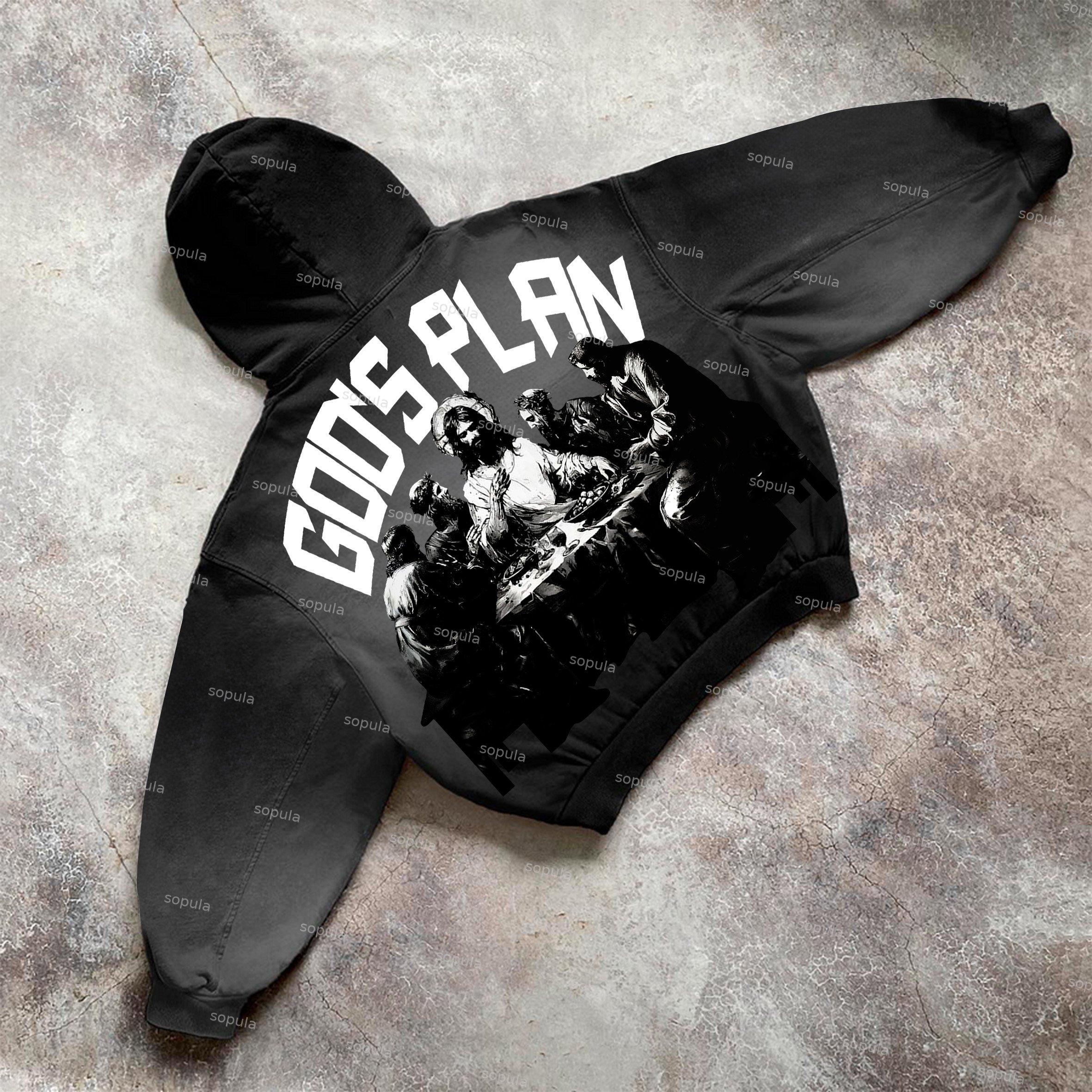 Sopula God's Plan Faith Graphic Vintage Washed Pocket Hoodie Product Image