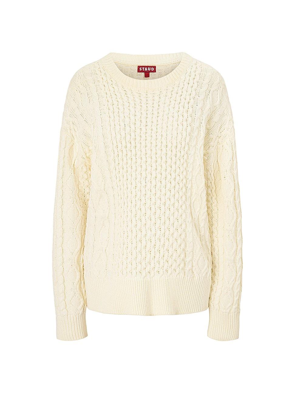 Womens Tracy Cable-Knit Crewneck Sweater Product Image