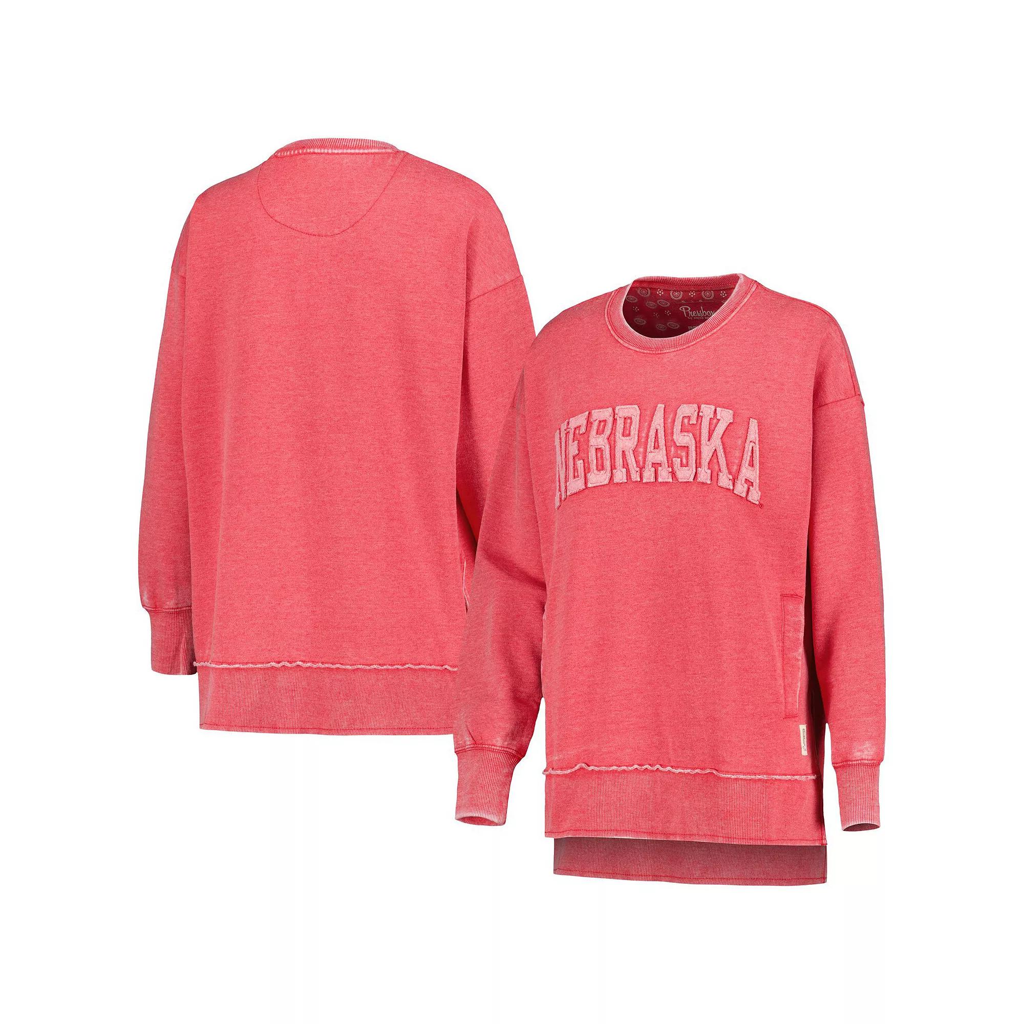 Women's Pressbox Scarlet Nebraska Huskers Marniville Vintage Wash Pullover Sweatshirt, Size: Small, Red Product Image