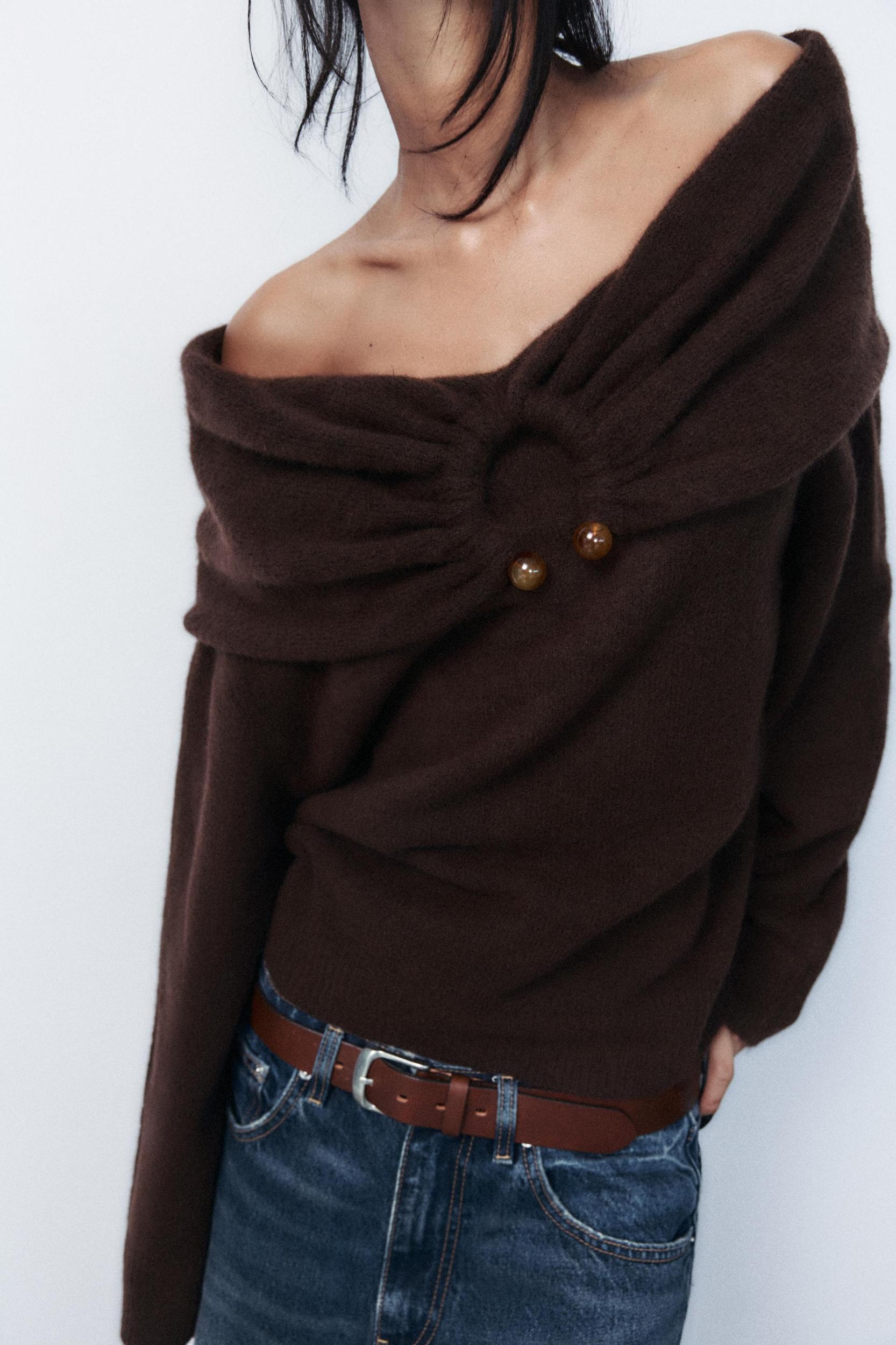 OFF THE SHOULDER KNIT SWEATER Product Image