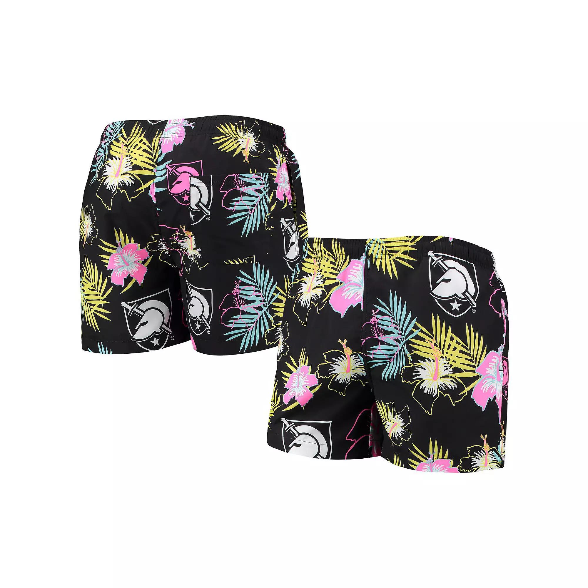 Men's FOCO Black Army Black Knights Neon Floral Swim Trunks,  Product Image
