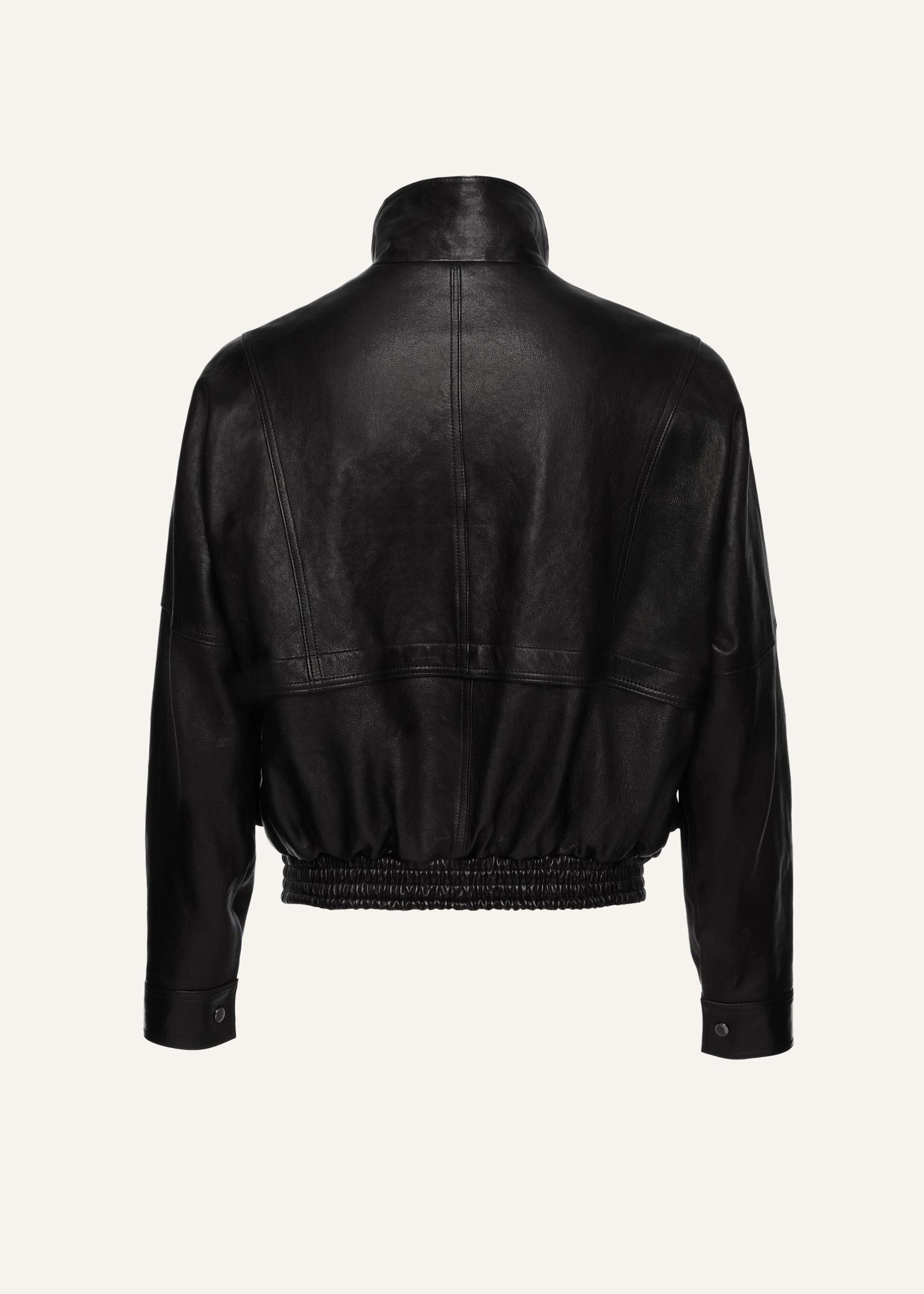 Vintage leather bomber jacket in black Product Image