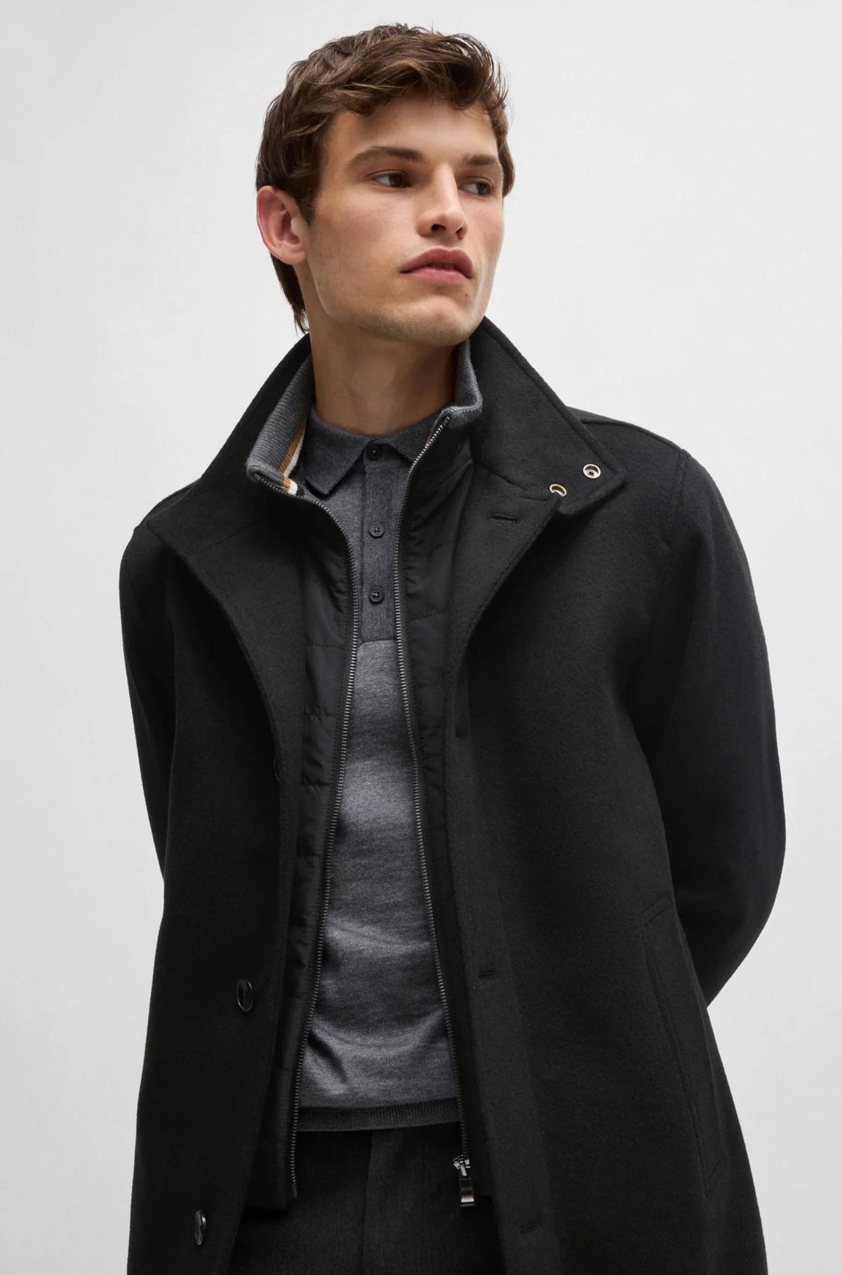 Boss Relaxed-Fit Short Coat in Virgin Wool and Cashmere Product Image