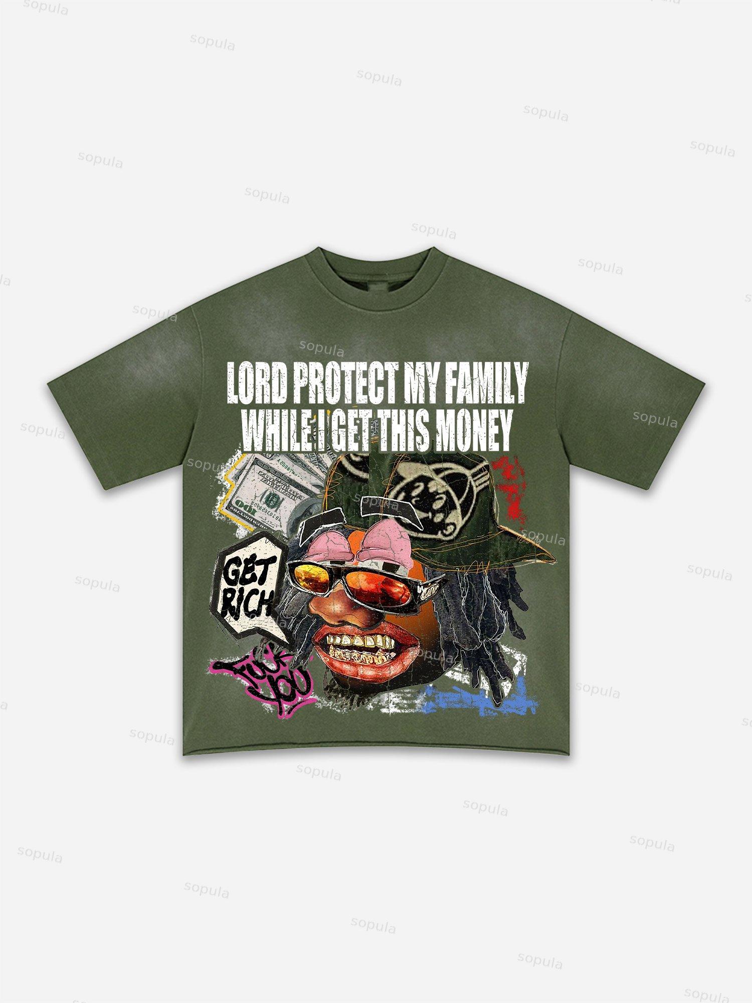 Authentic Abstract Portrait Print Washed T-shirt Product Image