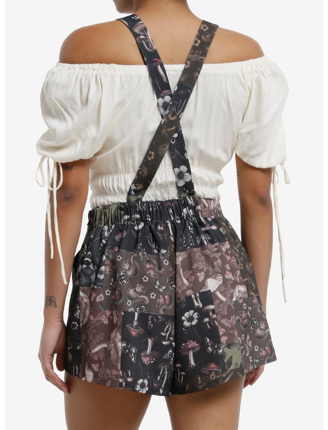 Thorn & Fable Mushroom Floral Patchwork Shortalls Product Image