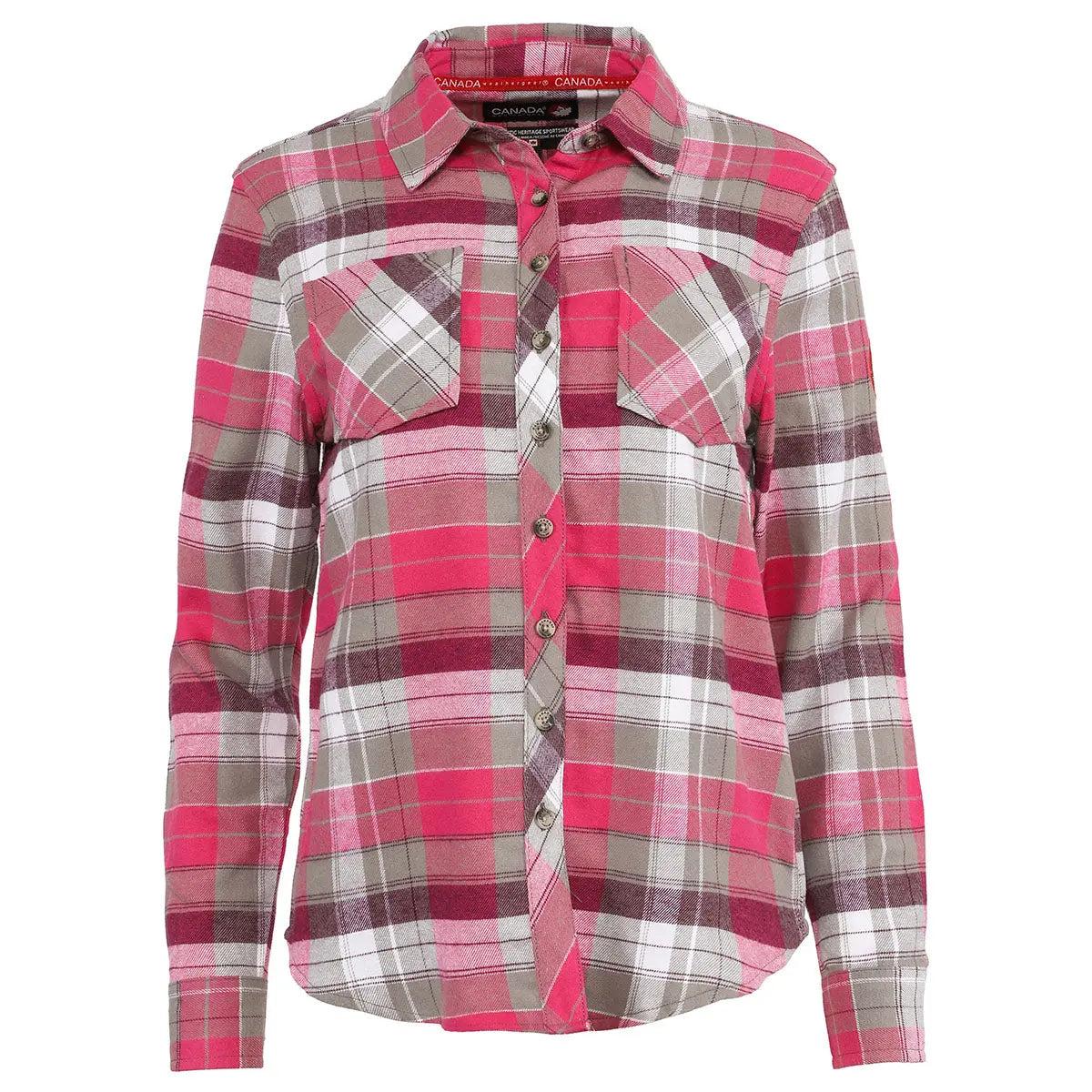 Canada Weather Gear Women's 2 Pocket Plaid Button Up Long Sleeve Shirt Product Image