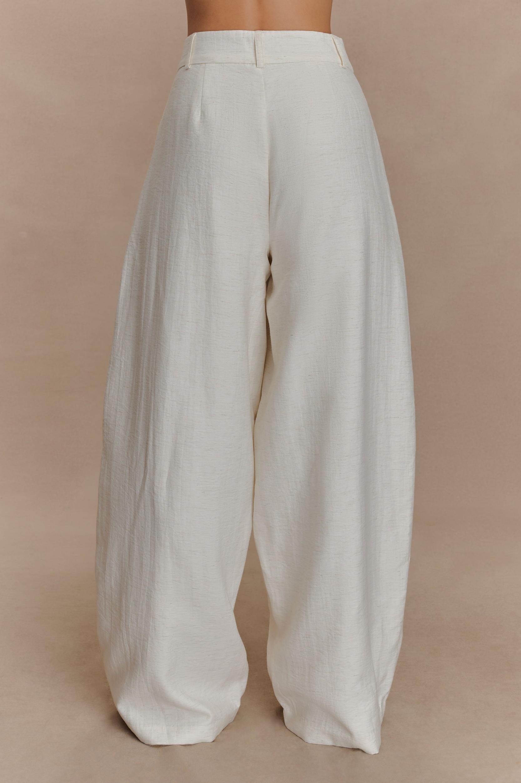 Cyrene Linen Wide Leg Pants - Oat Marle Product Image