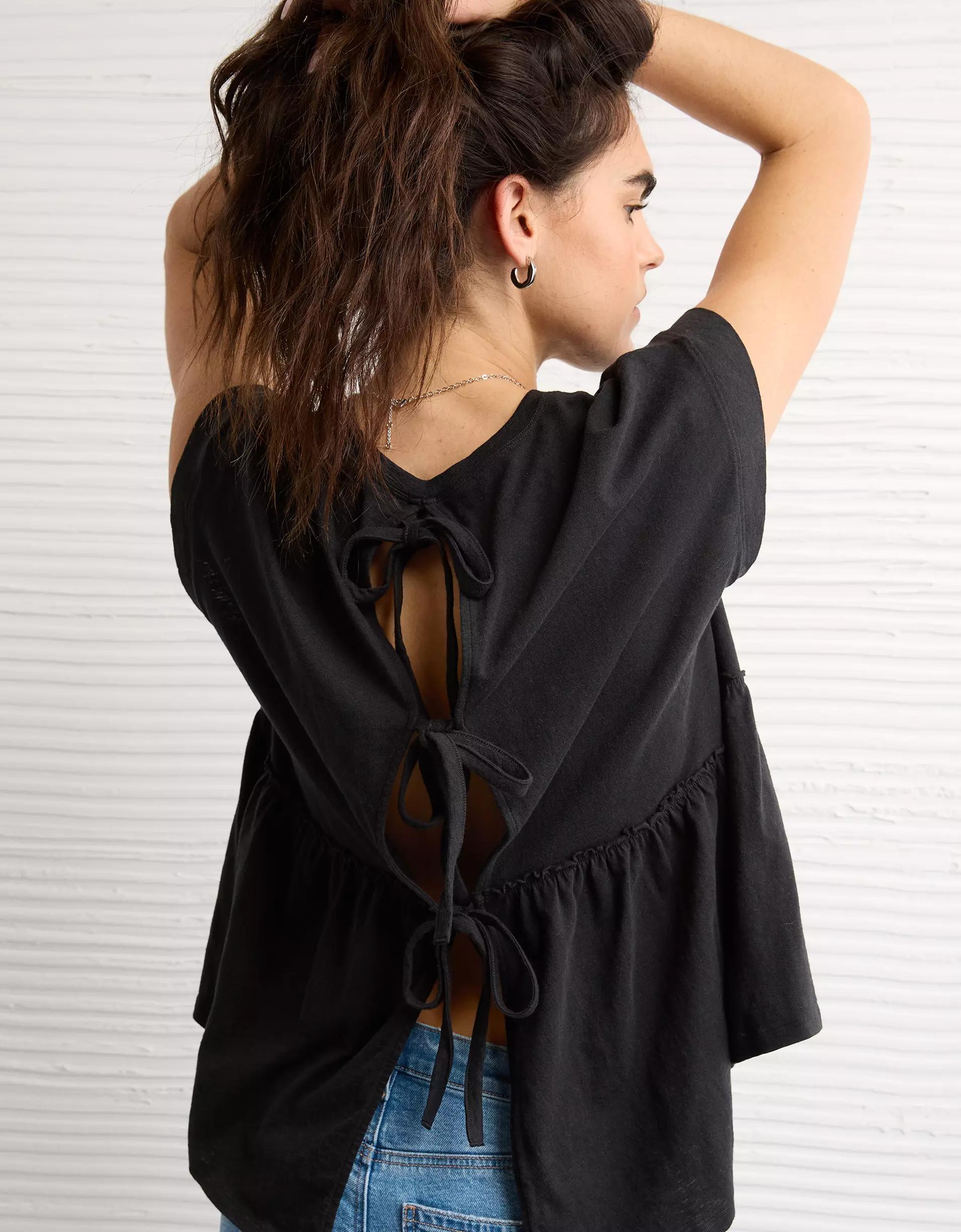 AE Sunchaser Knit Tie Back Babydoll T-Shirt Product Image