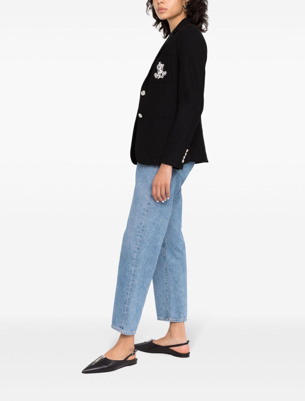 embroidered-logo single-breasted blazer Product Image