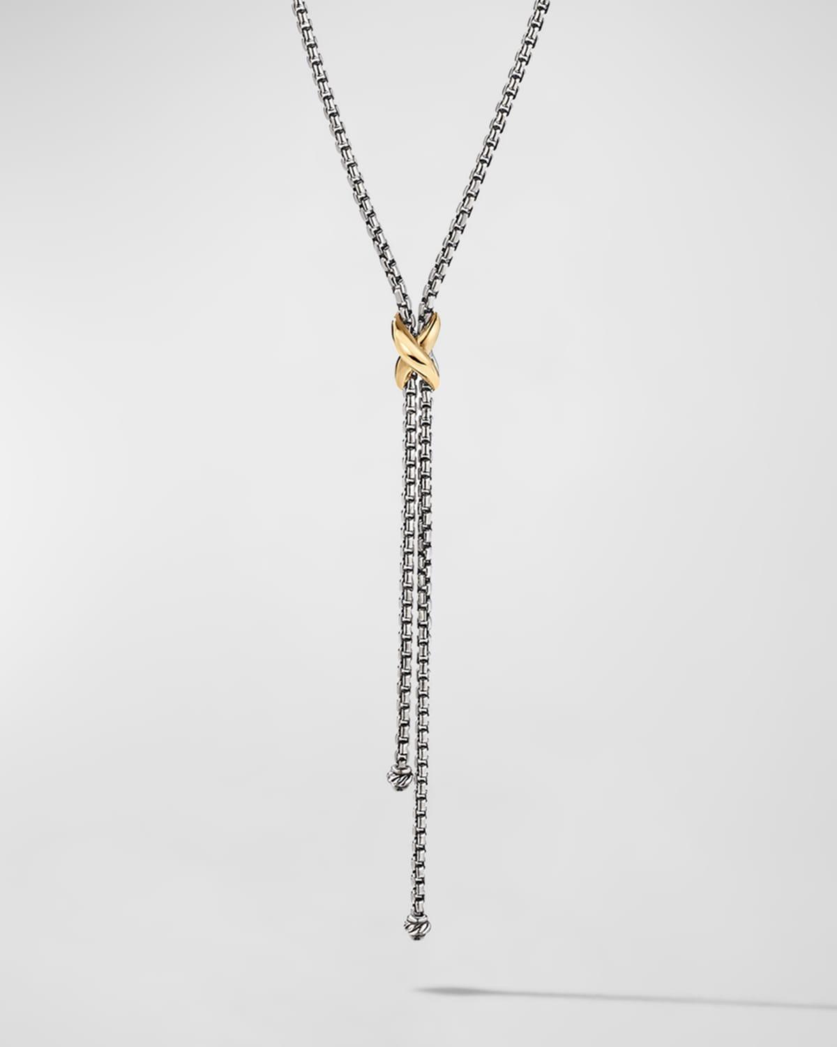 Womens Petite X Lariat Necklace in Sterling Silver with 18K Yellow Gold Product Image