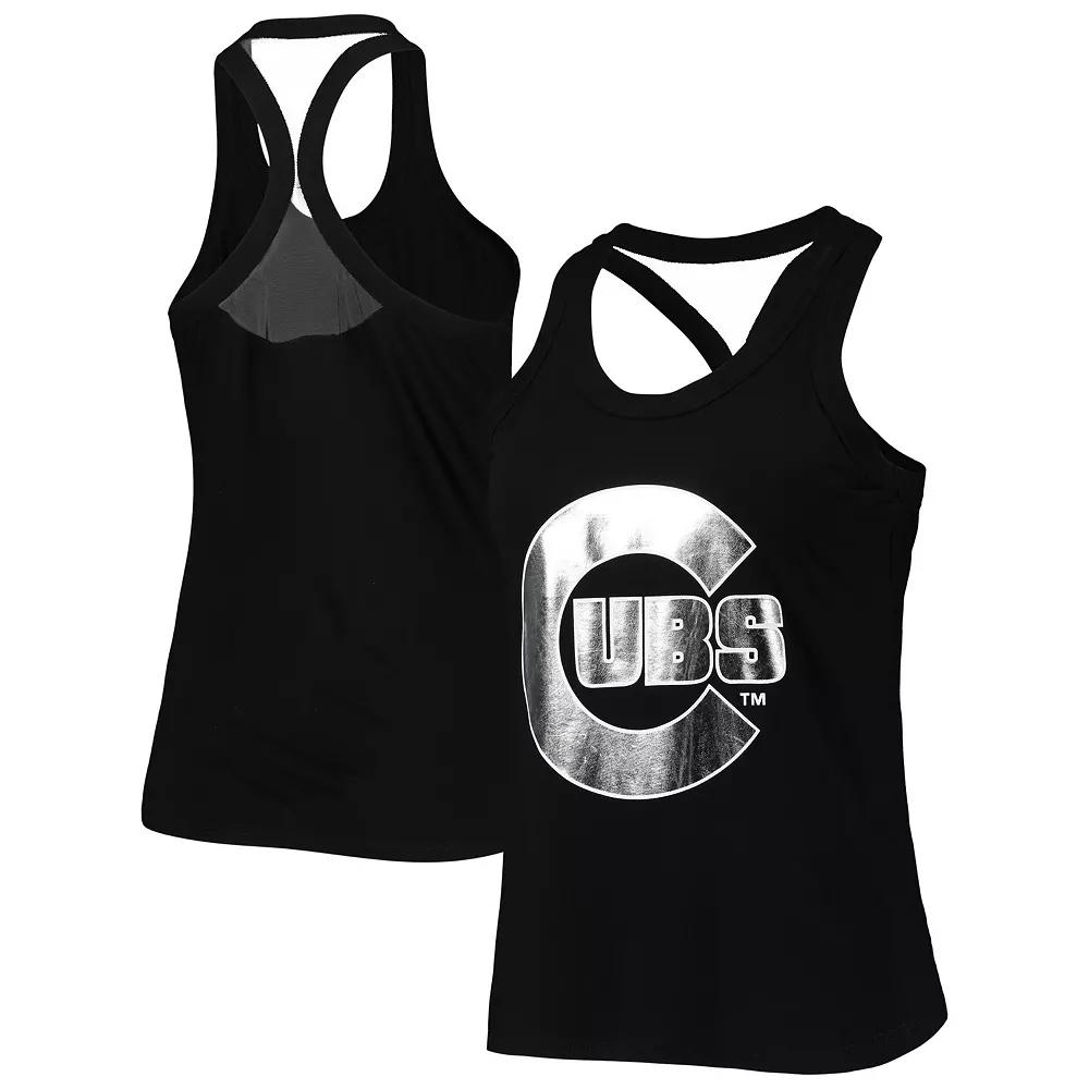 Women's The Wild Collective Black Chicago Cubs Tonal Athleisure Racerback Tank Top, Size: XS Product Image