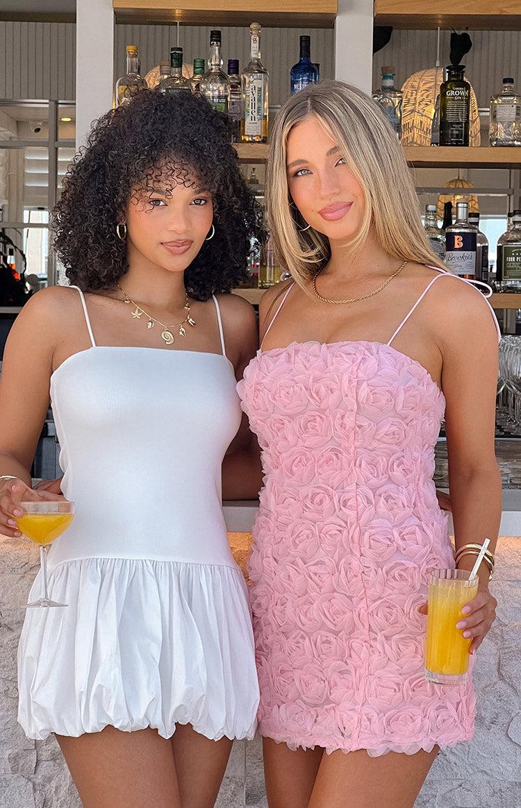 Evie Light Pink Textured Floral Mini Dress Baby Product Image