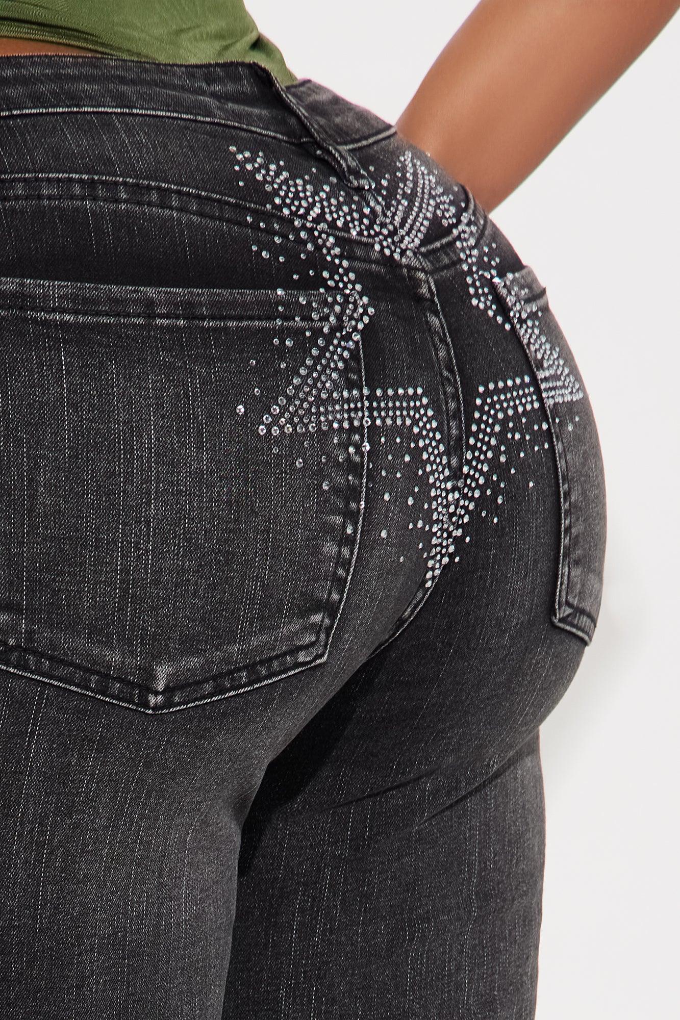 Bring It Back Star Embellished Bootcut Jeans - Black Wash Female Product Image