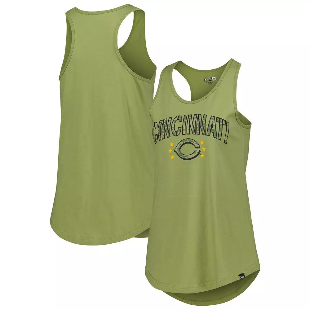 Women's New Era Olive Cincinnati Reds Armed Forces Day Tank Top, Size: Medium, Red Team Product Image