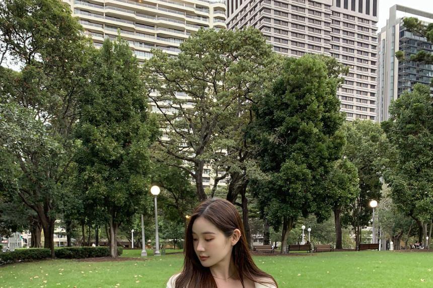 Spaghetti Strap Plaid Asymmetrical Ruffle Trim Midi A-Line Dress Product Image