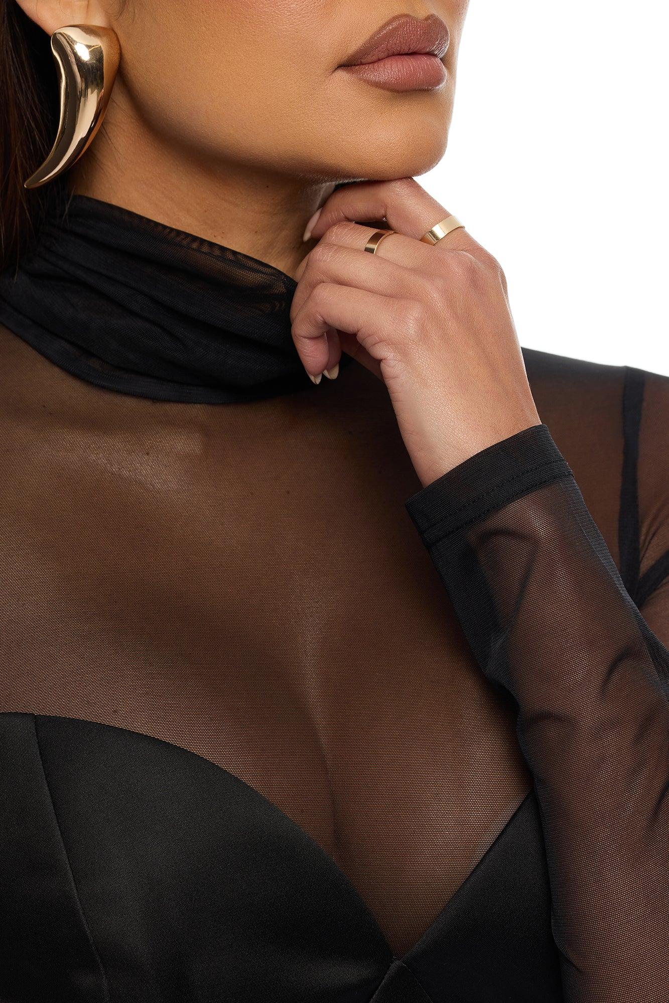 Serene 2 Piece Mesh Maxi Dress Set - Black Female Product Image