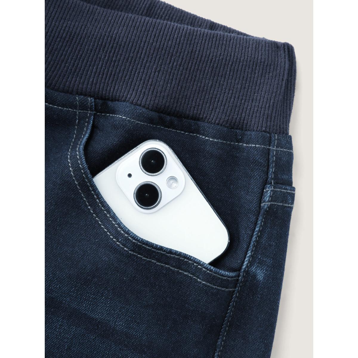 Plus Size Drawstring Waistband Wide-Leg Jeans Women Darkindigo Timeless Drawstring Medium stretch Slanted pocket Jeans BloomChic 30/6X Product Image