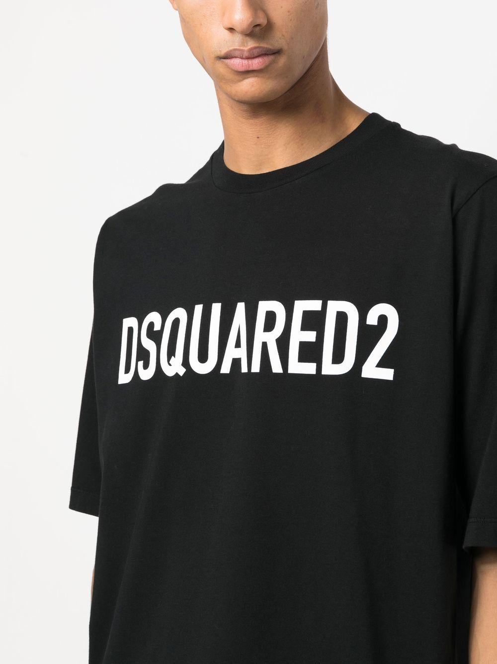 DSQUARED2 Mens Black Brand-print Crewneck Regular-fit Cotton-jersey T-shirt Product Image