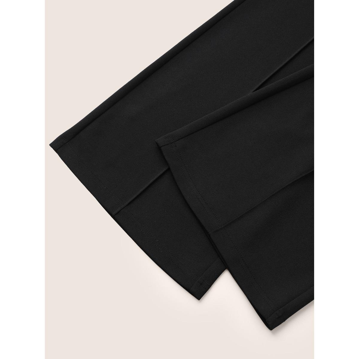 Plus Size High Rise Solid Pleated Bootcut Pants Women Black Work From Home Bootcut High Rise Work Pants BloomChic 28/5X Product Image