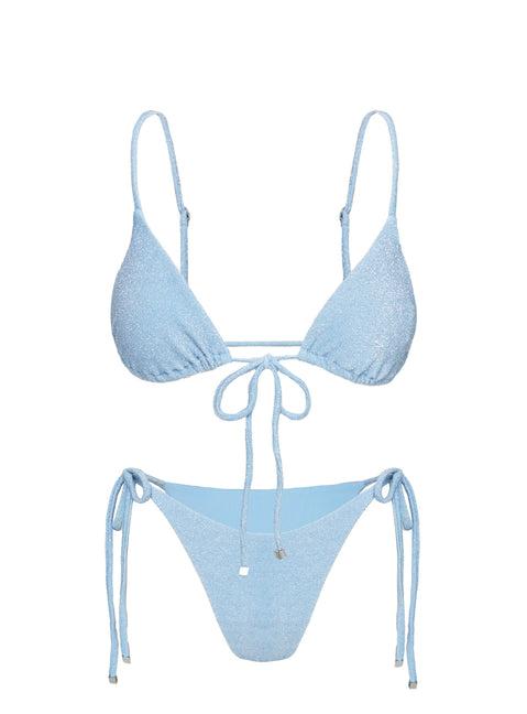 Dazzler Triangle Bikini Top Blue Glitter Product Image