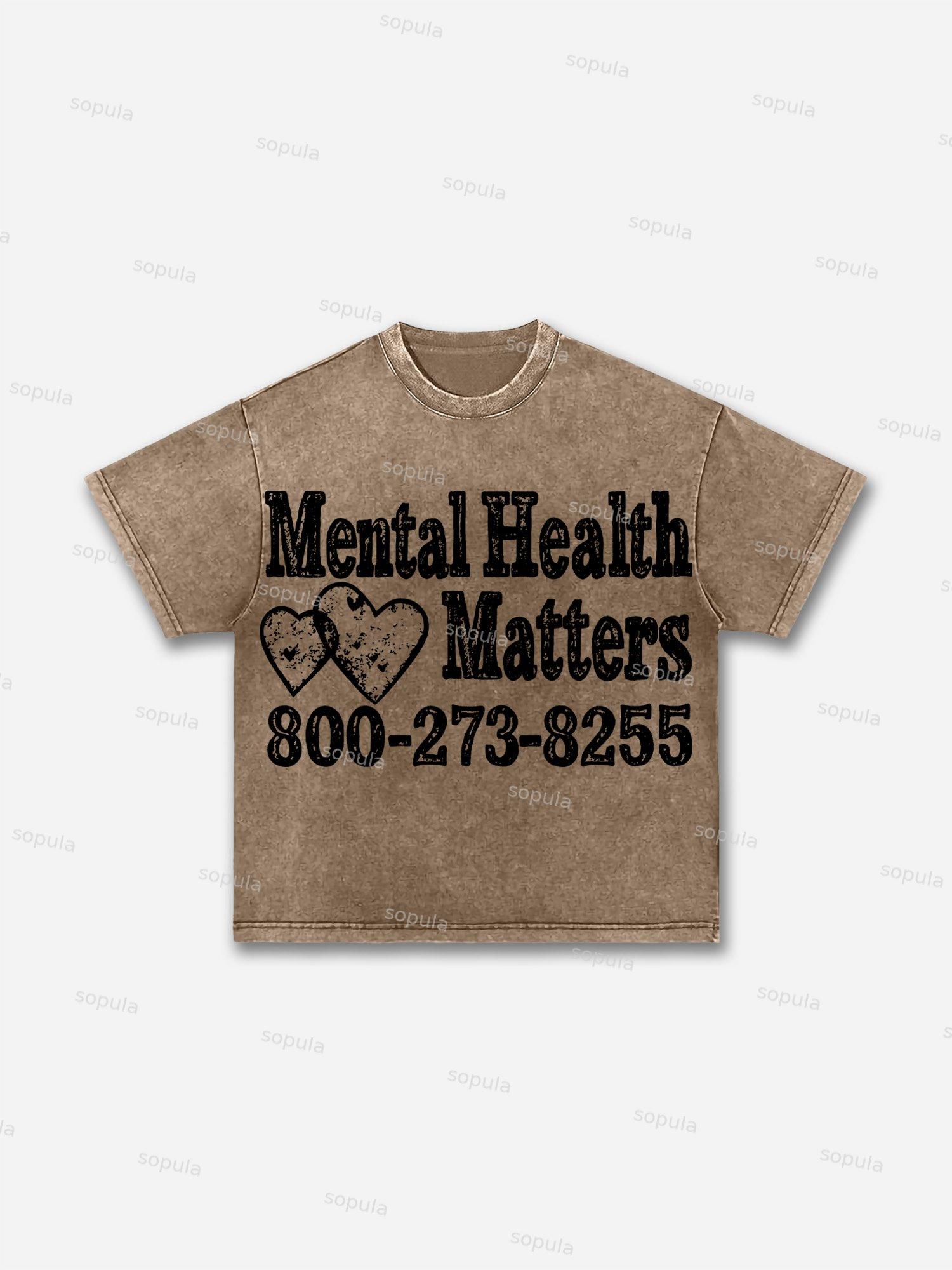 Mental Health Matters Graphic Print Acid Wash T-shirt Product Image