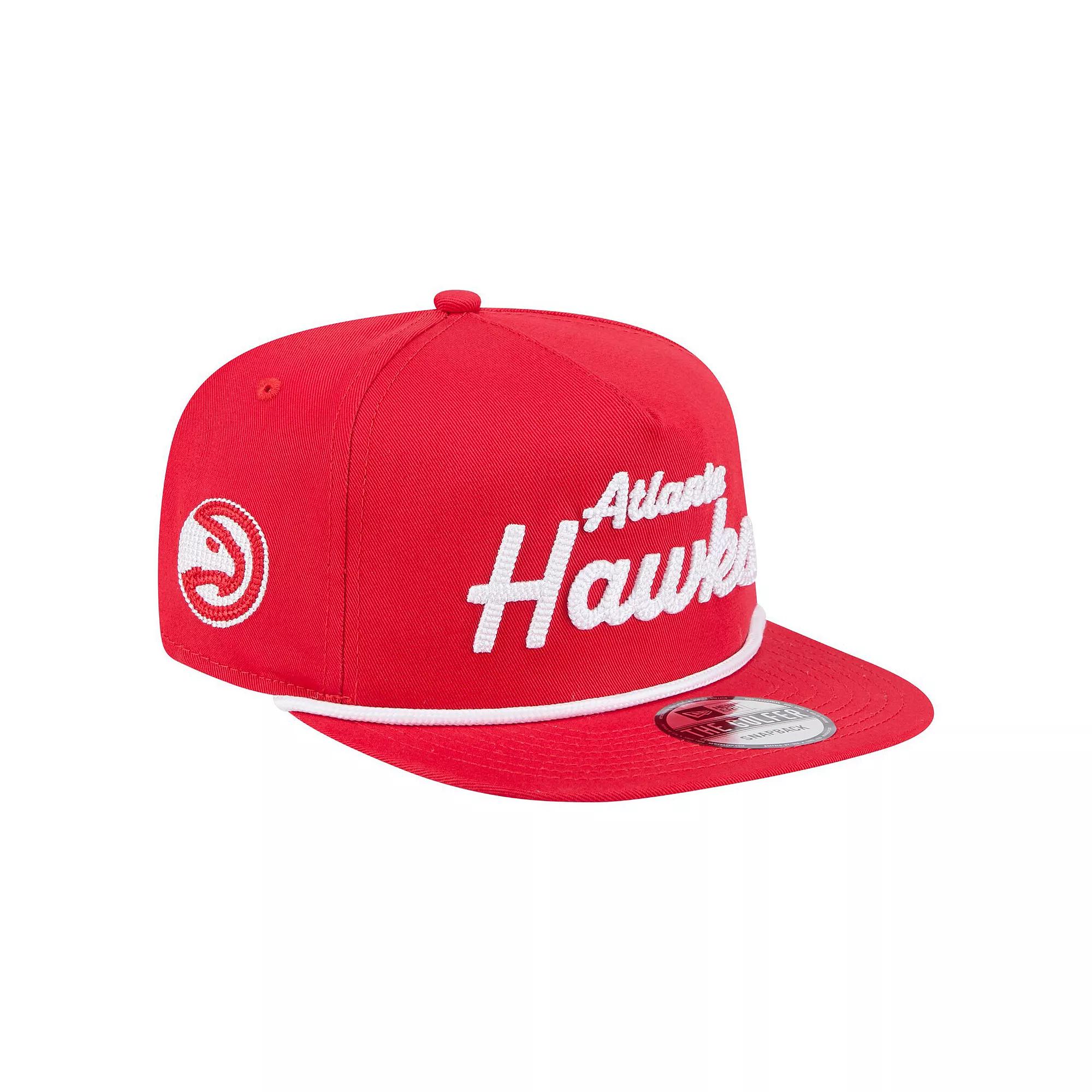 Men's New Era Red Atlanta Hawks Team Text Golfer Snapback Hat Product Image