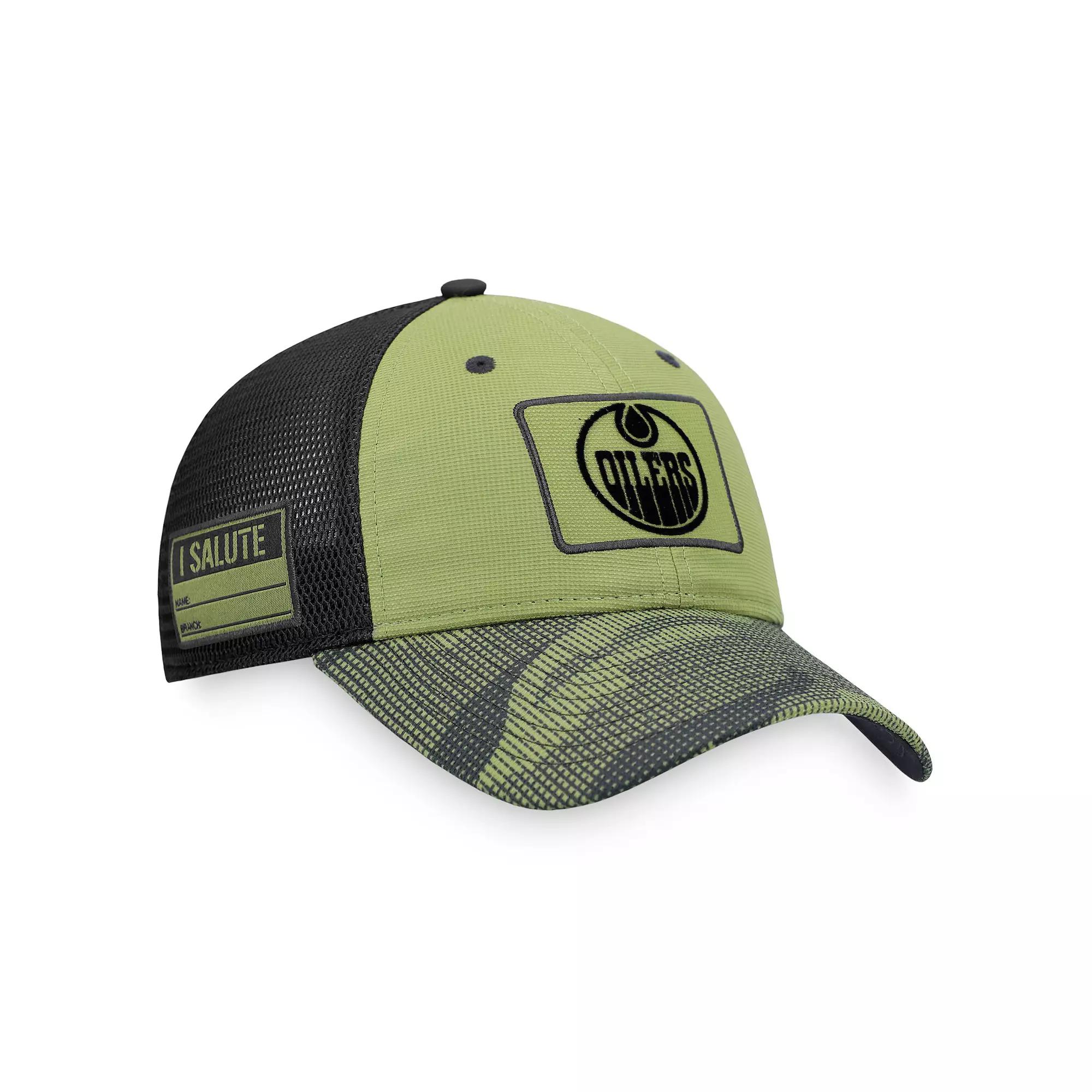 Men's Fanatics Camo/Black Edmonton Oilers Military Appreciation Snapback Hat, Oil Green Product Image