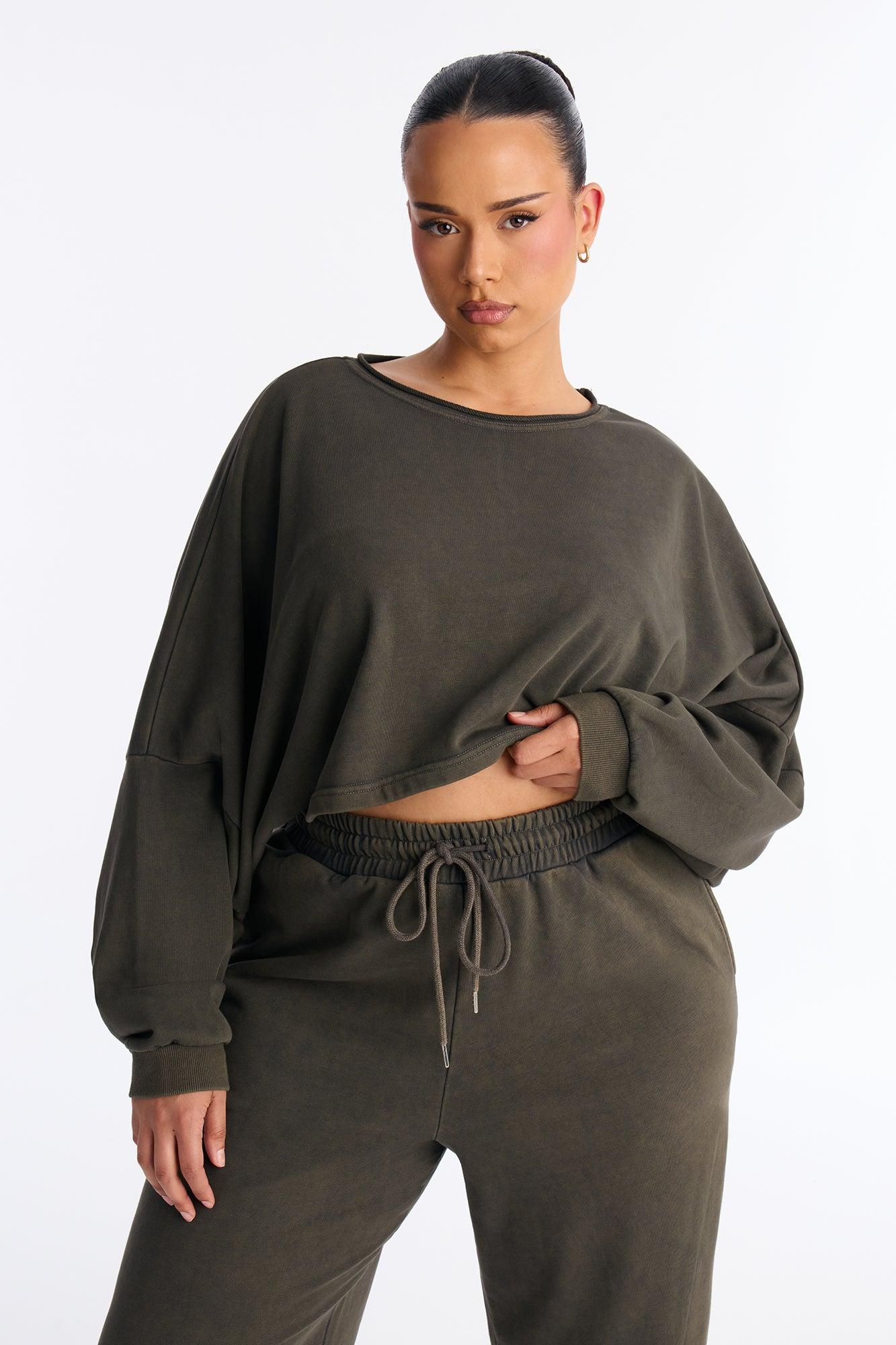 Everyday Vibe Washed Pant Set - Dark Olive Female Product Image